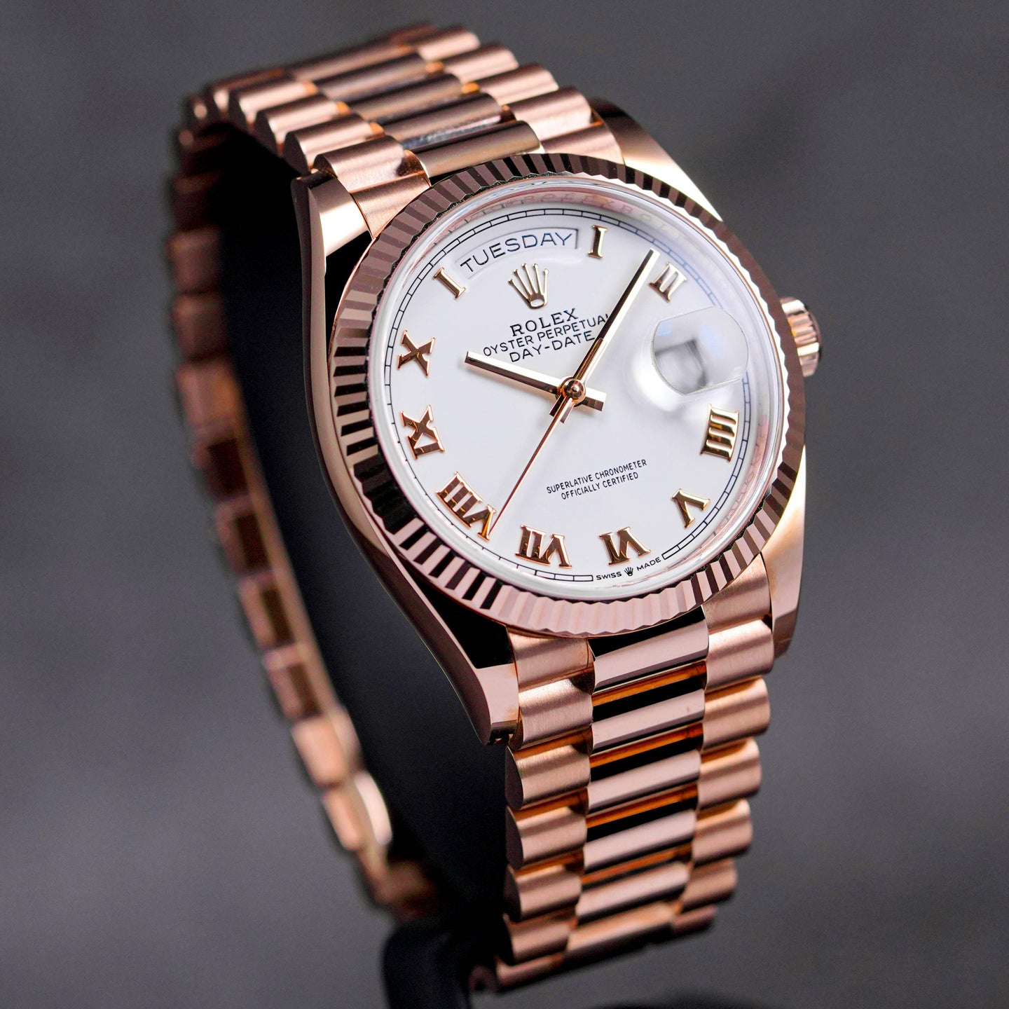 Rolex Daydate Rosegold White Roman