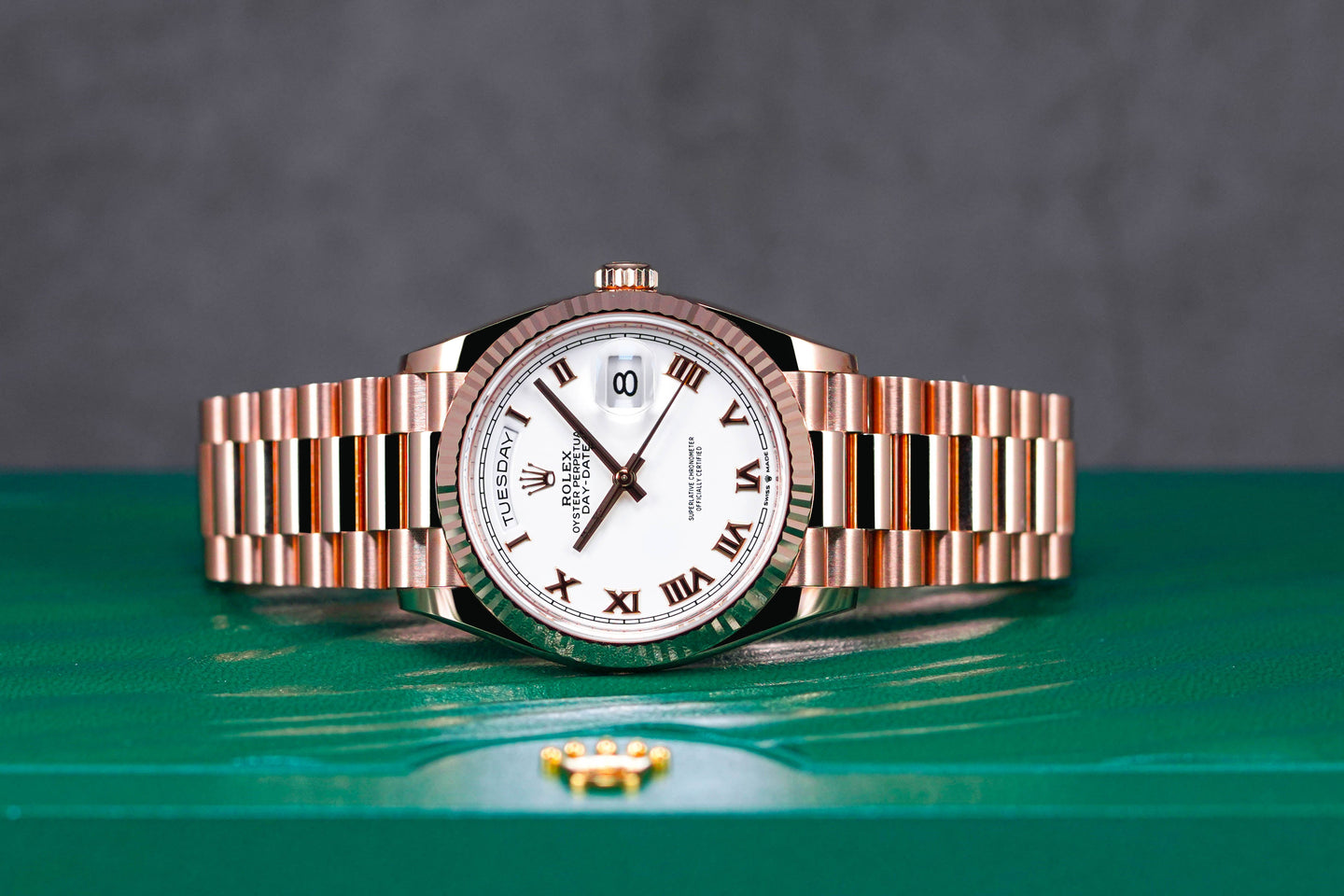 Rolex Daydate Rosegold White Roman