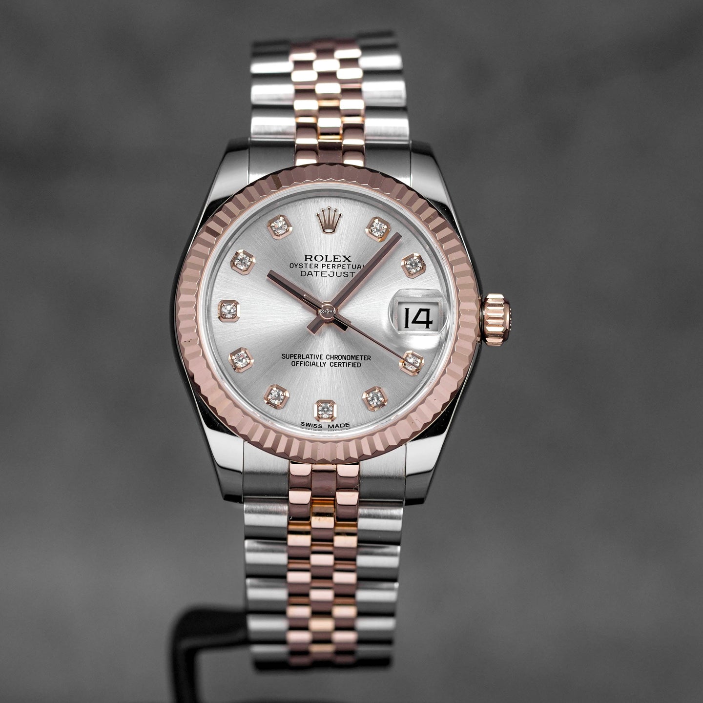 DATEJUST 31MM TWOTONE ROSEGOLD SILVER DIAMOND DIAL (2016)