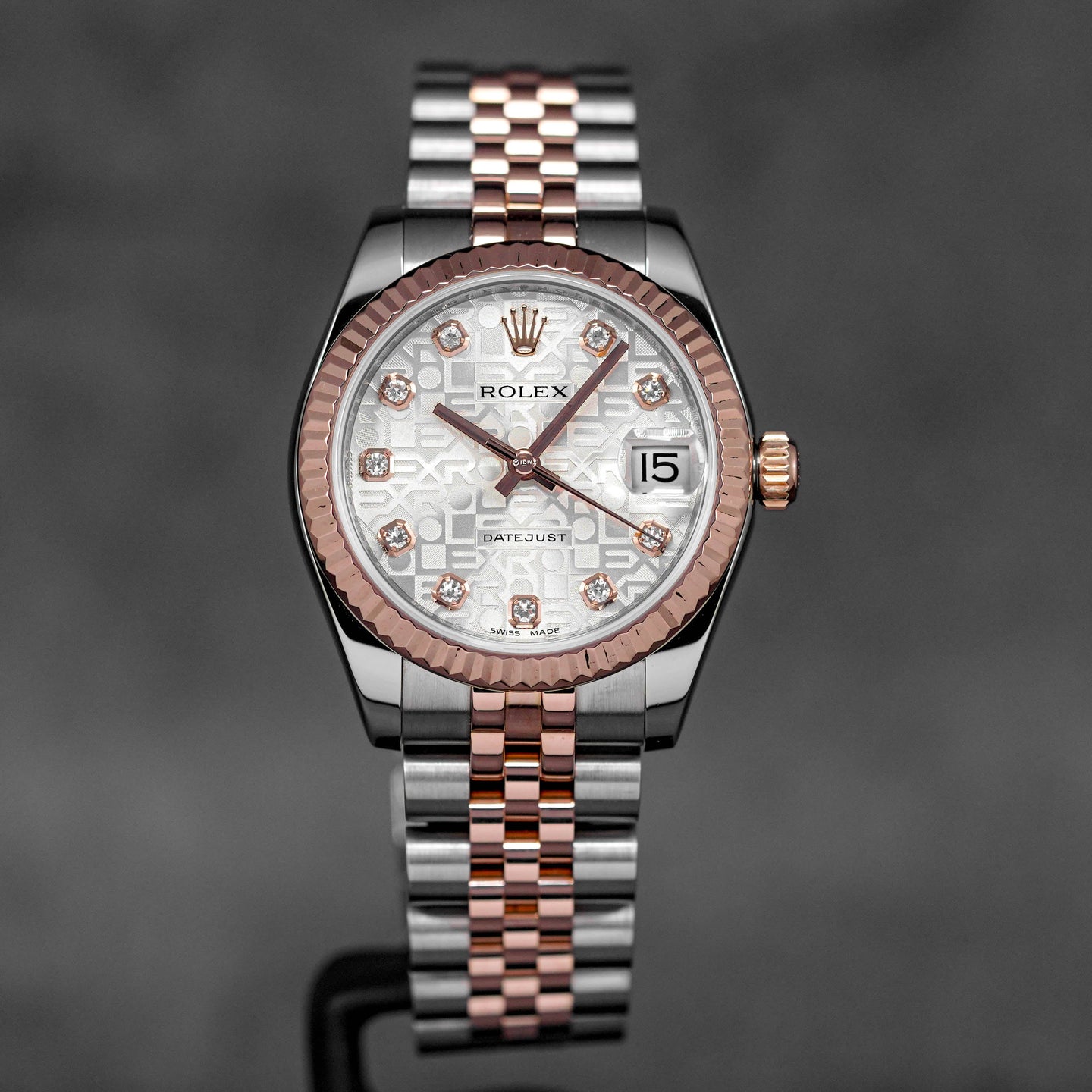 DATEJUST 31MM TWOTONE ROSEGOLD SILVER COMPUTERIZED DIAMOND DIAL (2013)