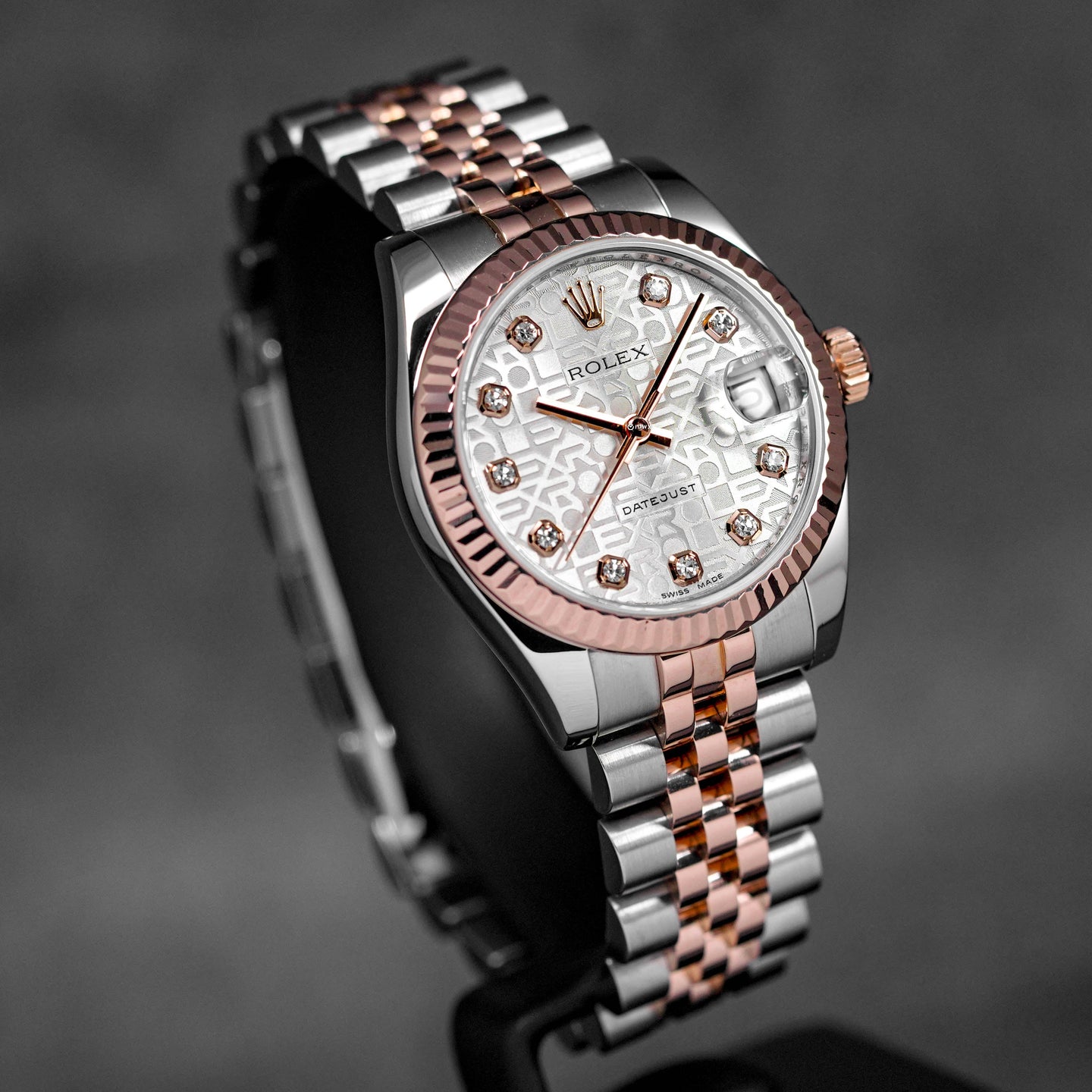 DATEJUST 31MM TWOTONE ROSEGOLD SILVER COMPUTERIZED DIAMOND DIAL (2013)