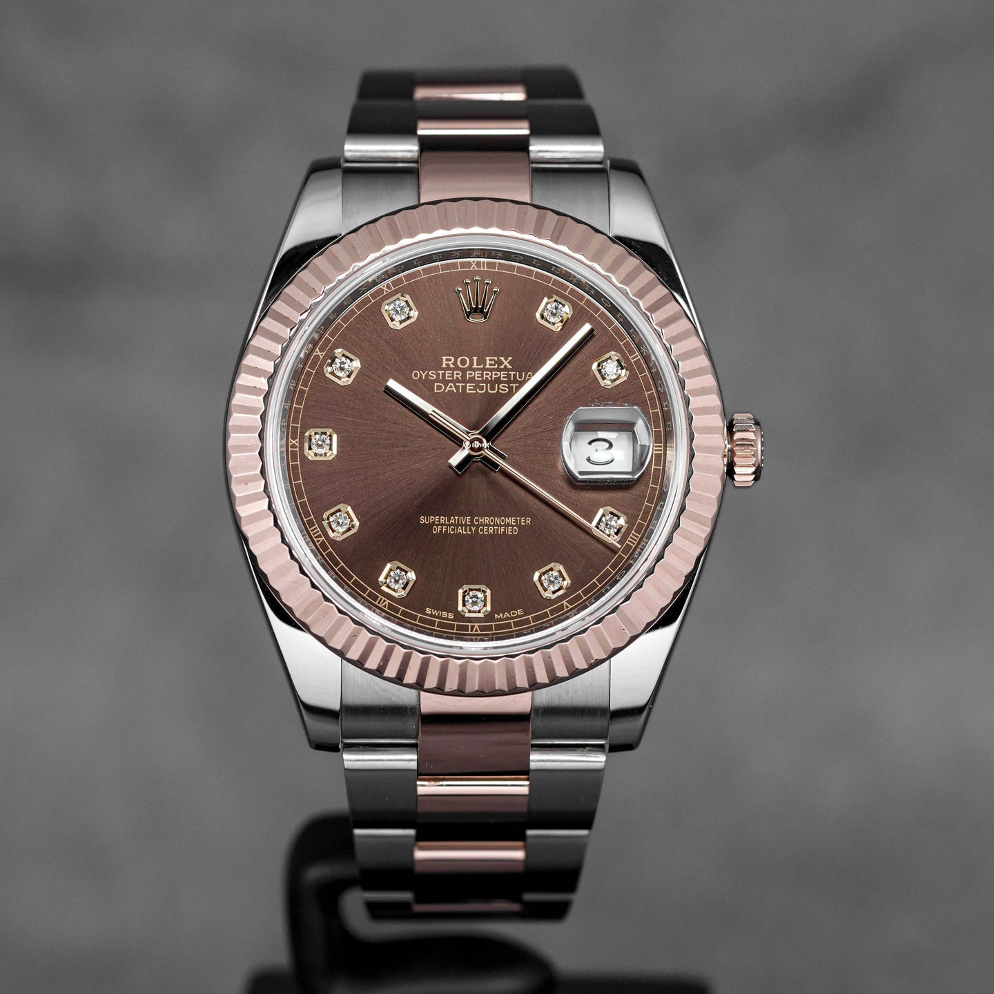 DATEJUST 41MM TWOTONE ROSEGOLD CHOCO DIAMOND DIAL (2017)