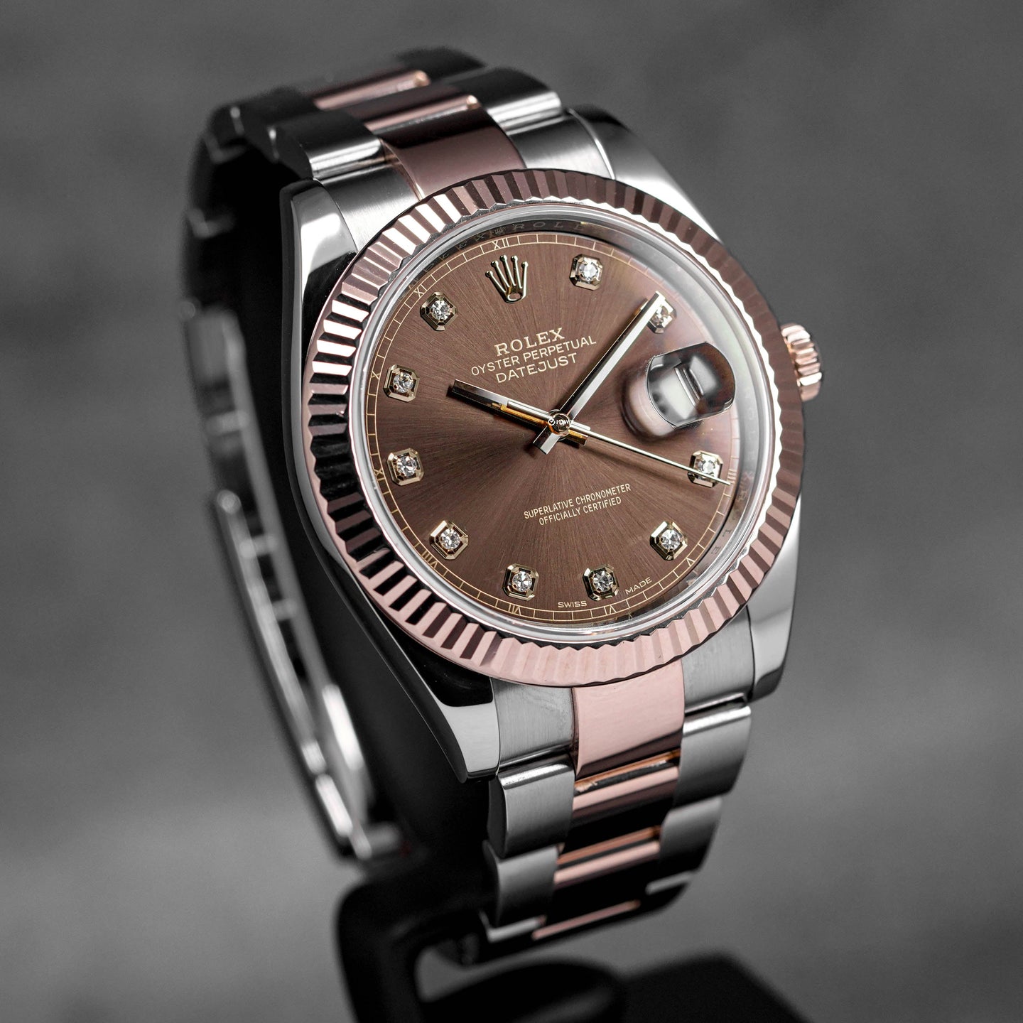 DATEJUST 41MM TWOTONE ROSEGOLD CHOCO DIAMOND DIAL (2017)