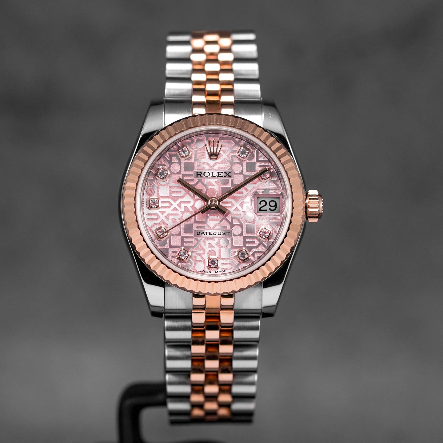 DATEJUST 31MM TWOTONE ROSEGOLD PINK COMPUTERIZED DIAMOND DIAL (2014)