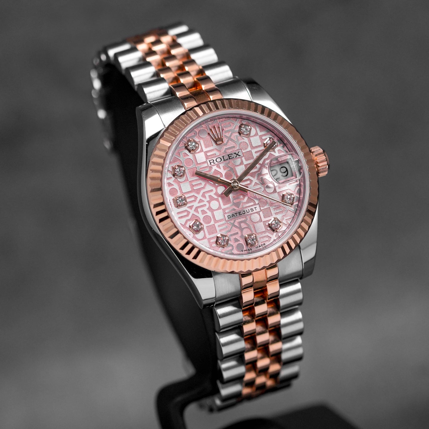 DATEJUST 31MM TWOTONE ROSEGOLD PINK COMPUTERIZED DIAMOND DIAL (2014)