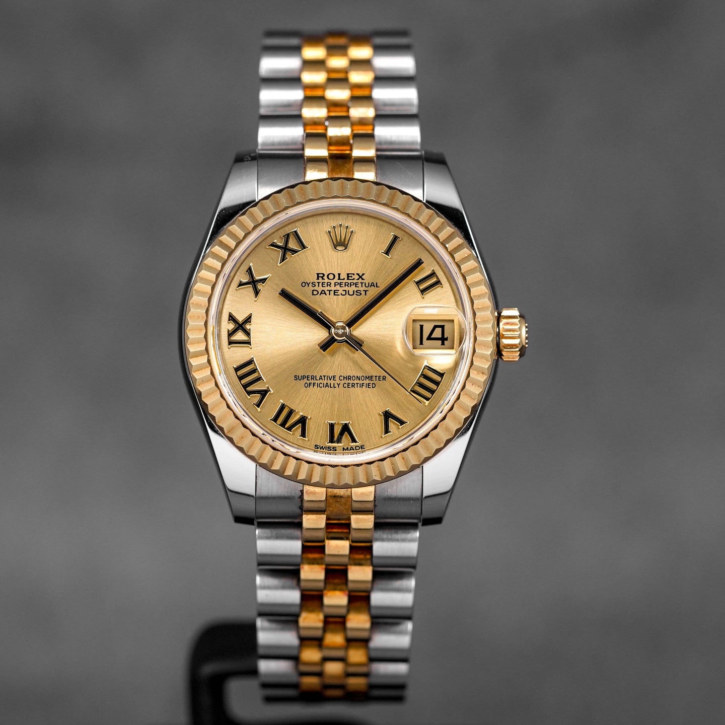 DATEJUST 31MM TWOTONE YELLOWGOLD CHAMPAGNE ROMAN DIAL (2017)