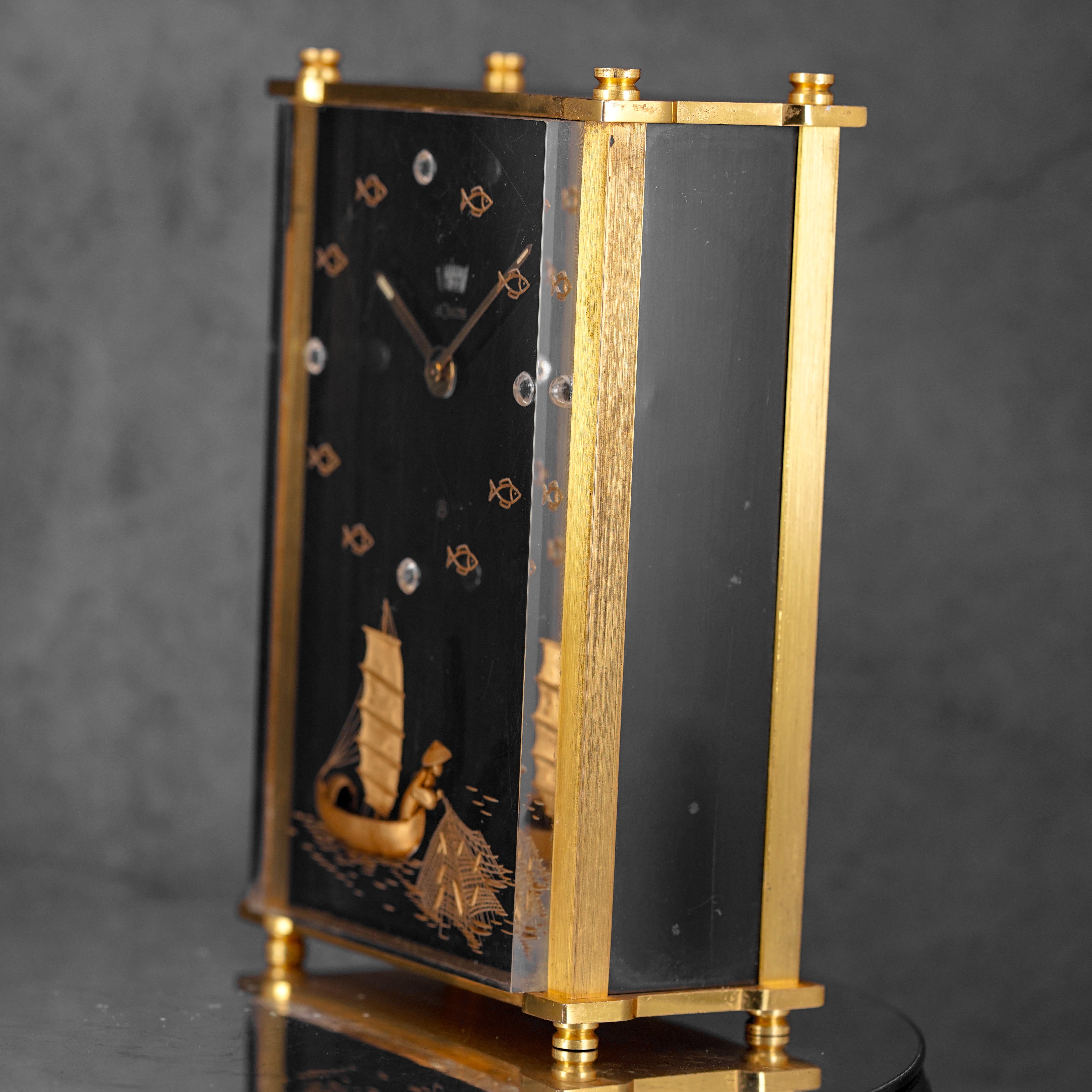 MARINA 8-DAY CHINOISERIE MUSICAL ALARM CLOCK (CIRCA 1960)