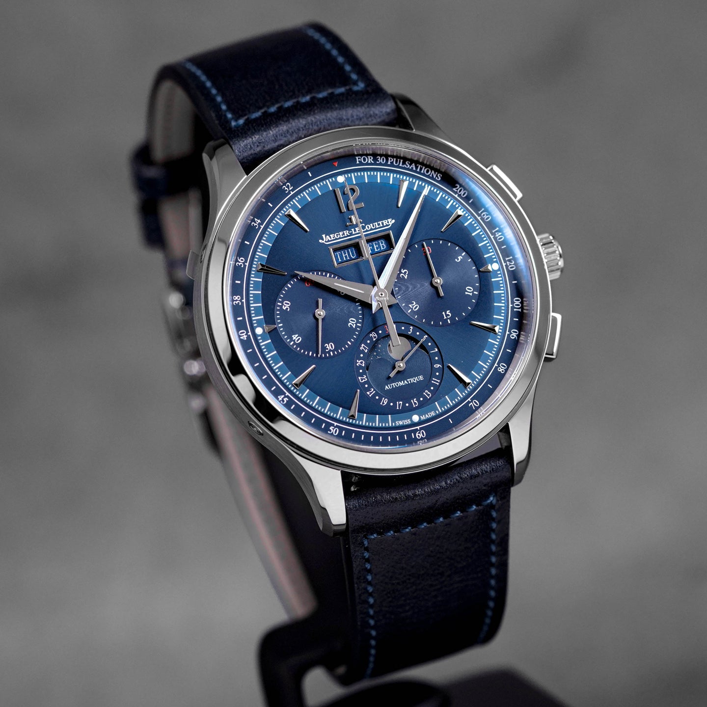 MASTER CONTROL CHRONOGRAPH CALENDAR BLUE DIAL LEATHER STRAP (2024)