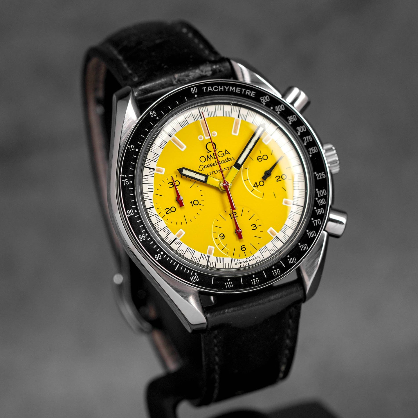 SPEEDMASTER REDUCED 'MICHAEL SCHUMACHER' YELLOW DIAL LEATHER STRAP (WATCH ONLY)