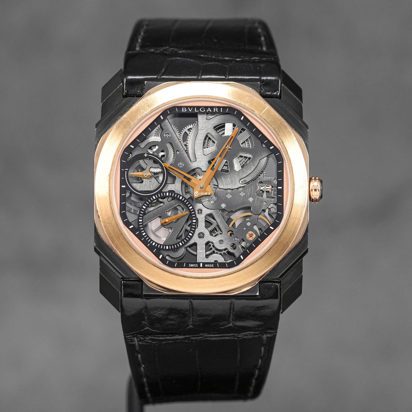 OCTO FINISSIMO ULTRA THIN TWOTONE ROSEGOLD DLC CARBON SKELETON DIAL (2018)