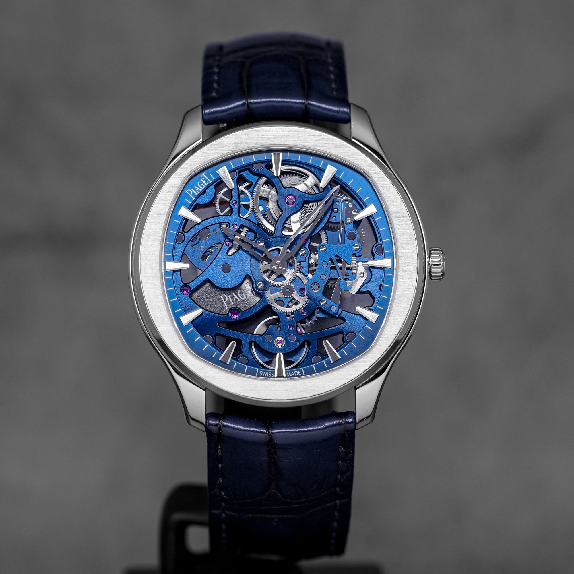 POLO SKELETON BLUE DIAL LEATHER STRAP (UNDATED)