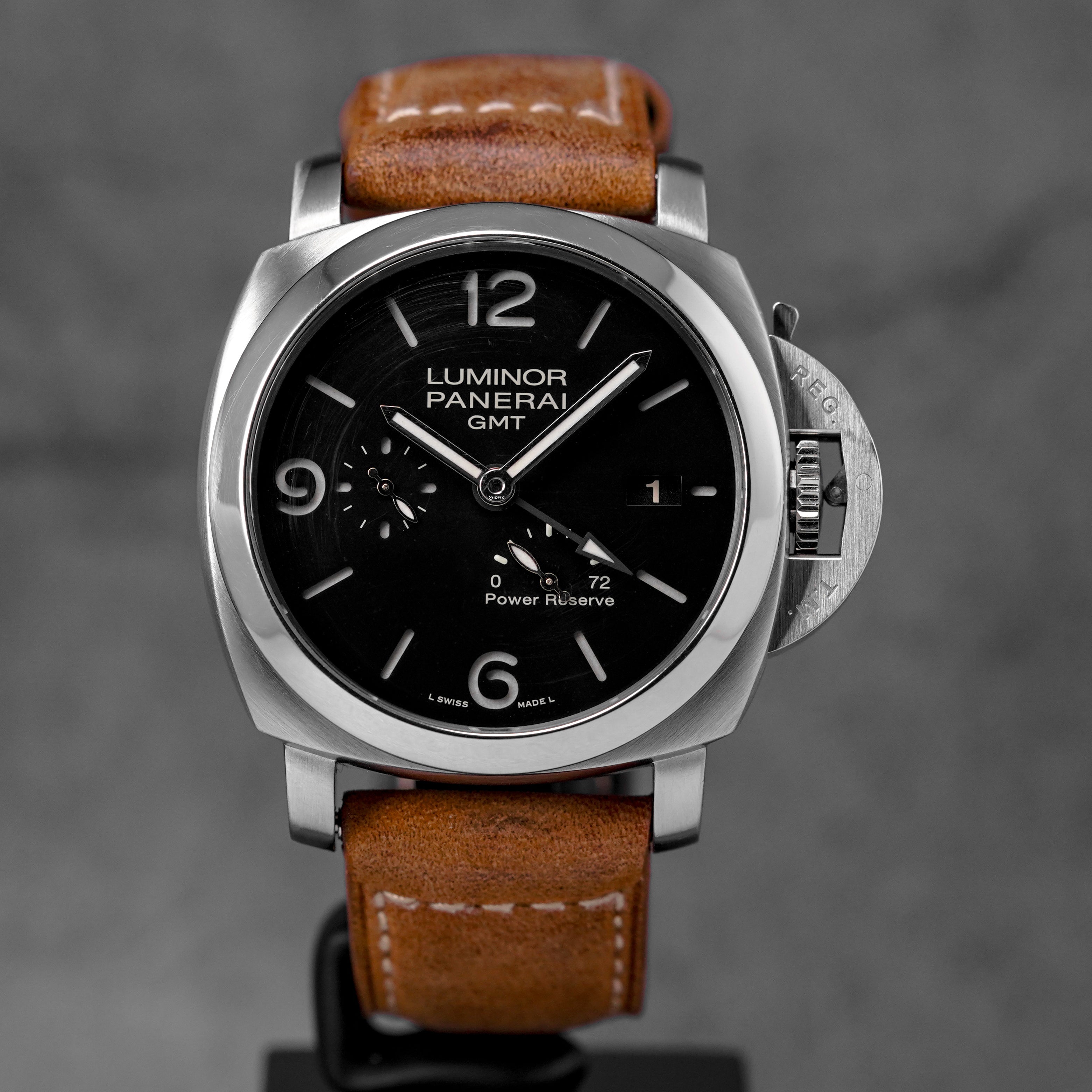 LUMINOR 1950 3 DAYS GMT 44MM BLACK DIAL PAM 321 (WATCH ONLY)