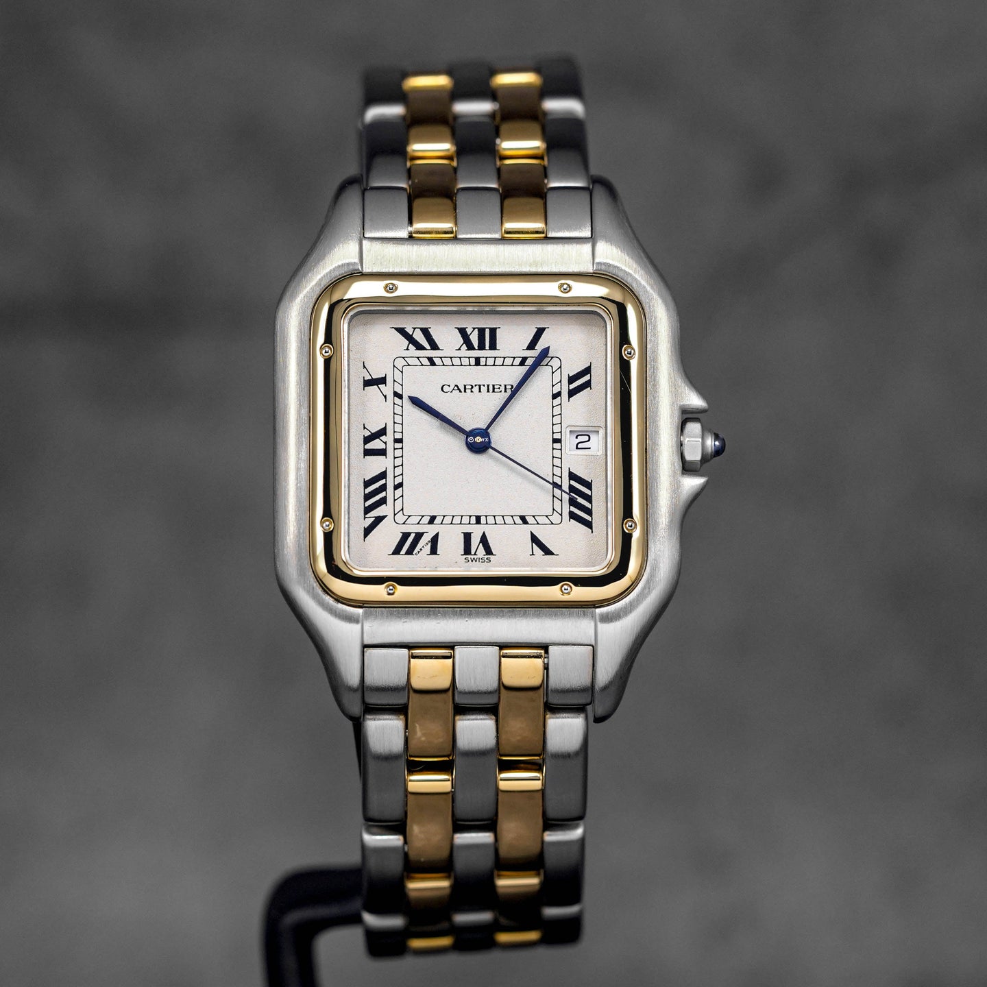 PANTHERE TWOTONE YELLOWGOLD JUMBO WHITE DIAL QUARTZ (WATCH & BOX)