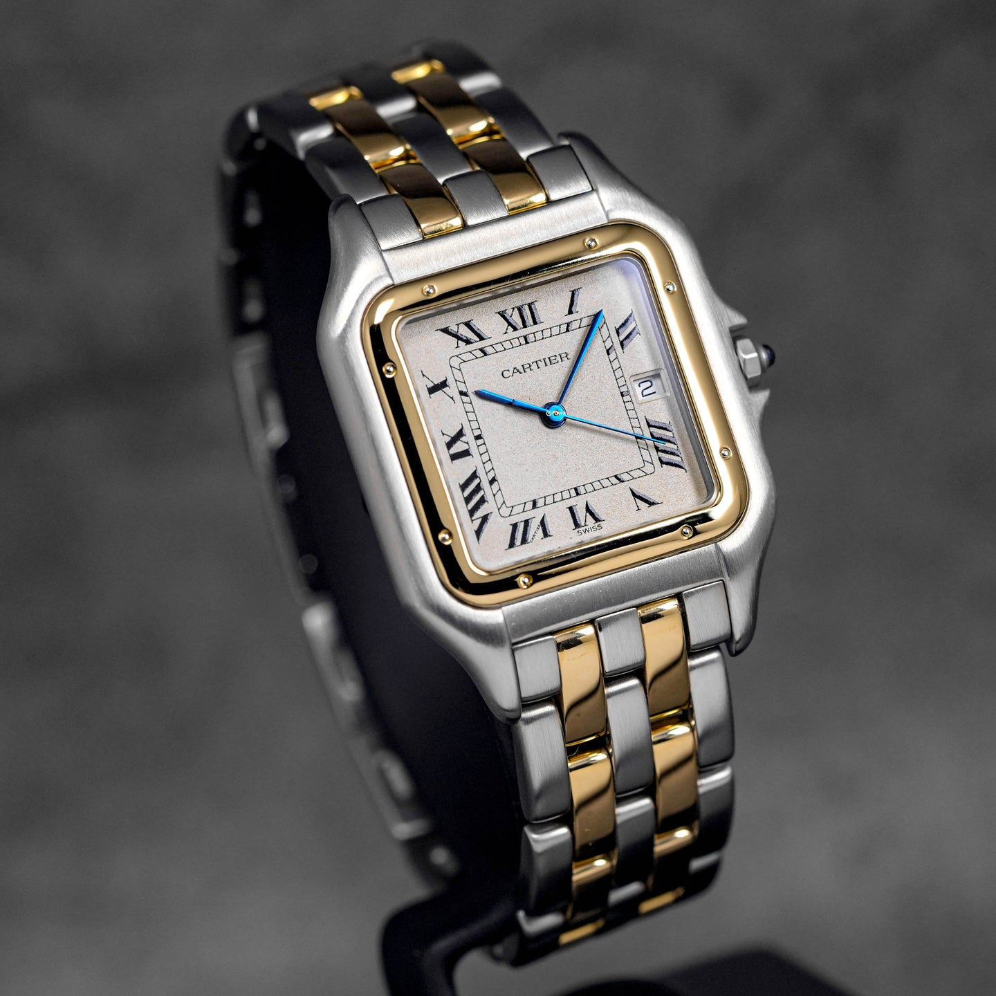 PANTHERE TWOTONE YELLOWGOLD JUMBO WHITE DIAL QUARTZ (WATCH & BOX)