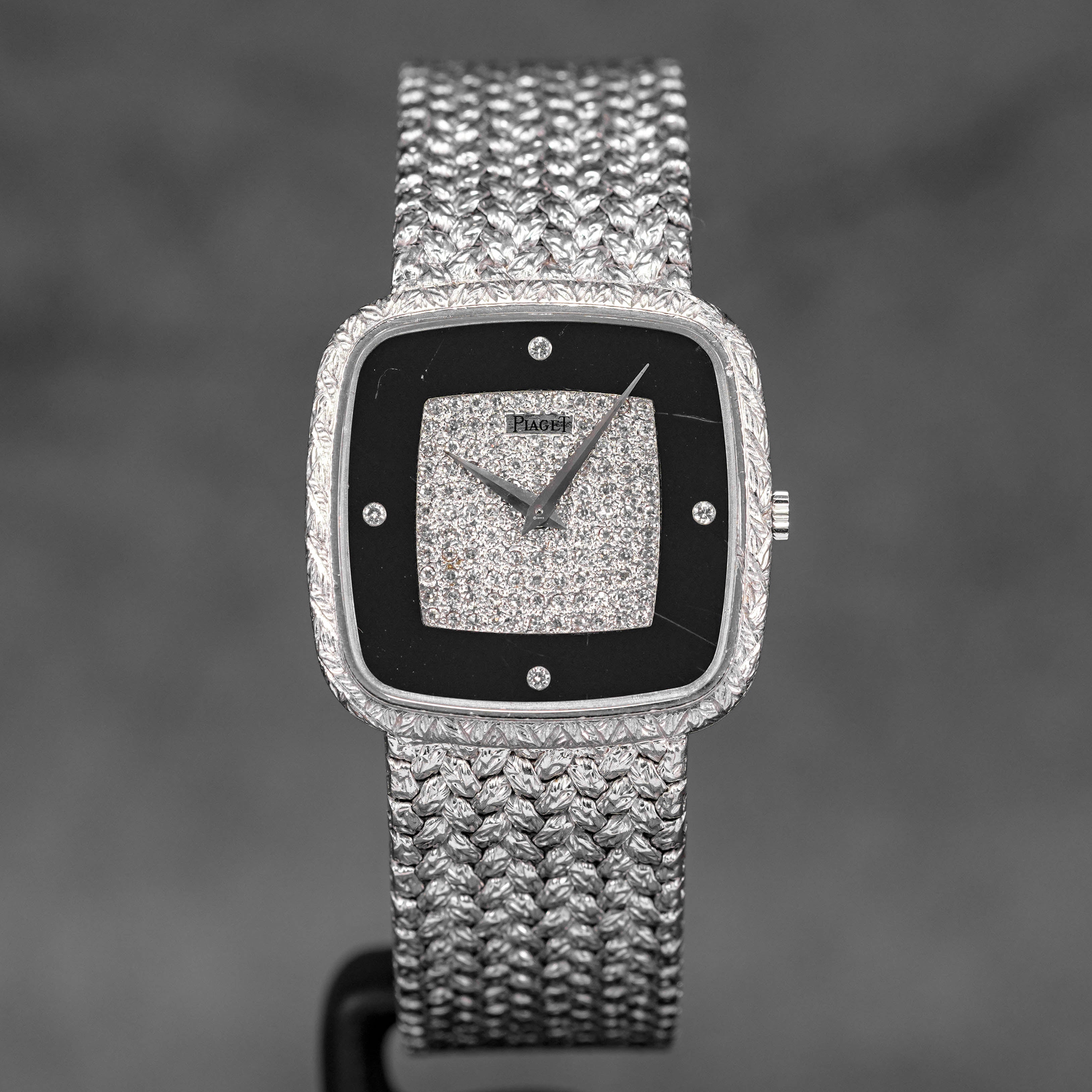 VINTAGE WHITEGOLD BLACK ONYX PAVE DIAMOND DIAL (WATCH ONLY)