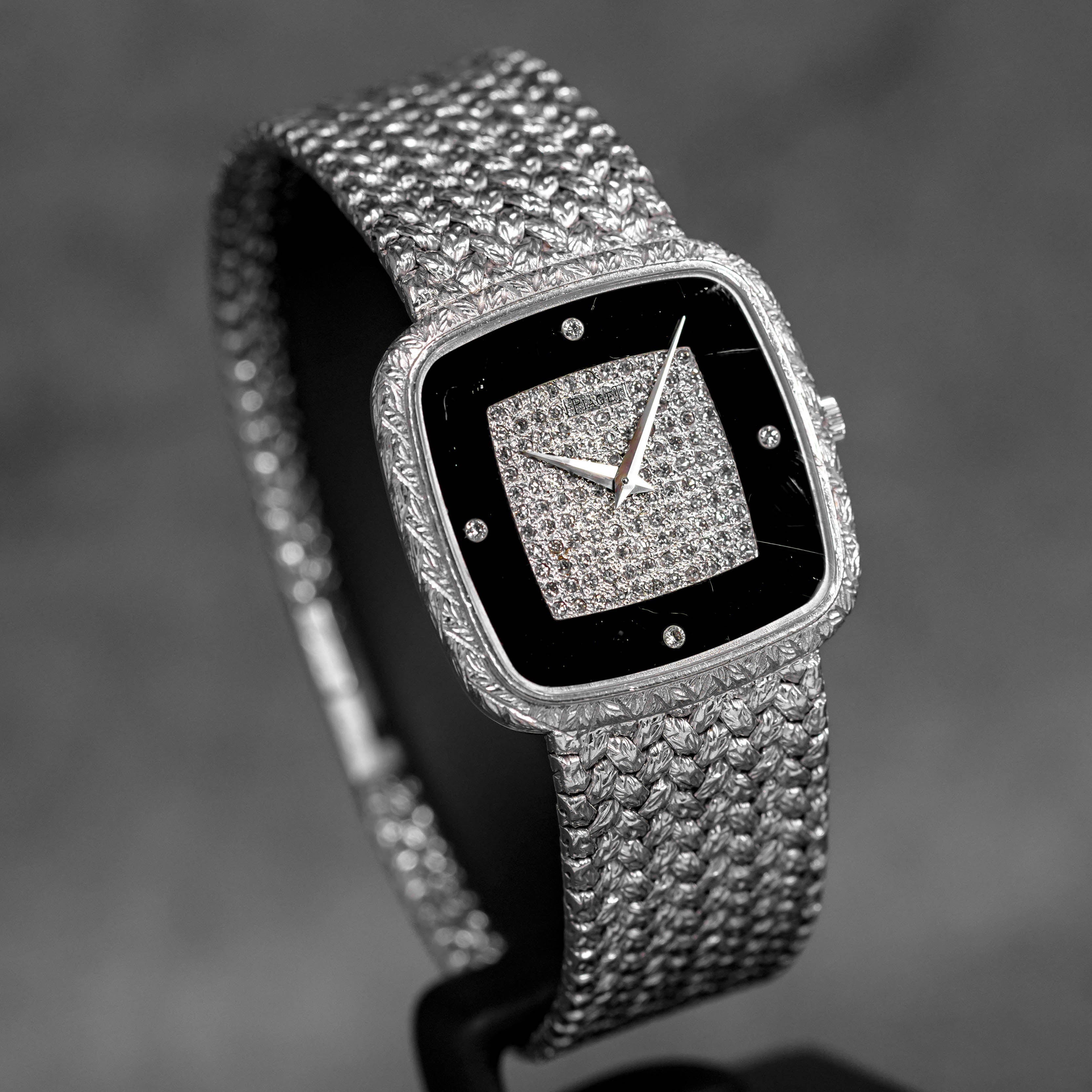 VINTAGE WHITEGOLD BLACK ONYX PAVE DIAMOND DIAL (WATCH ONLY)