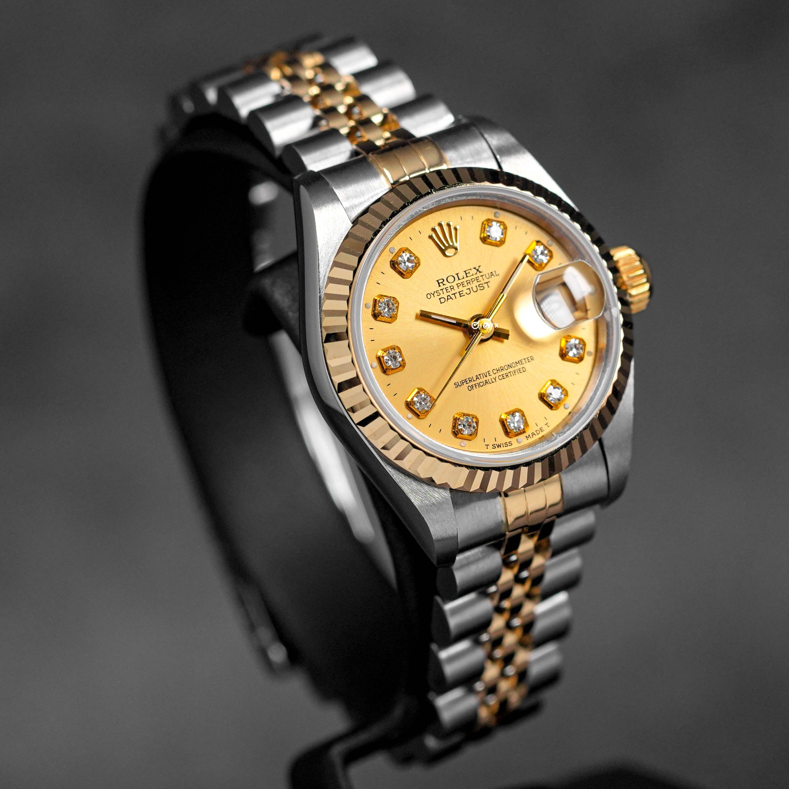 DATEJUST 26MM TWOTONE YELLOWGOLD CHAMPAGNE DIAMOND DIAL (1998)