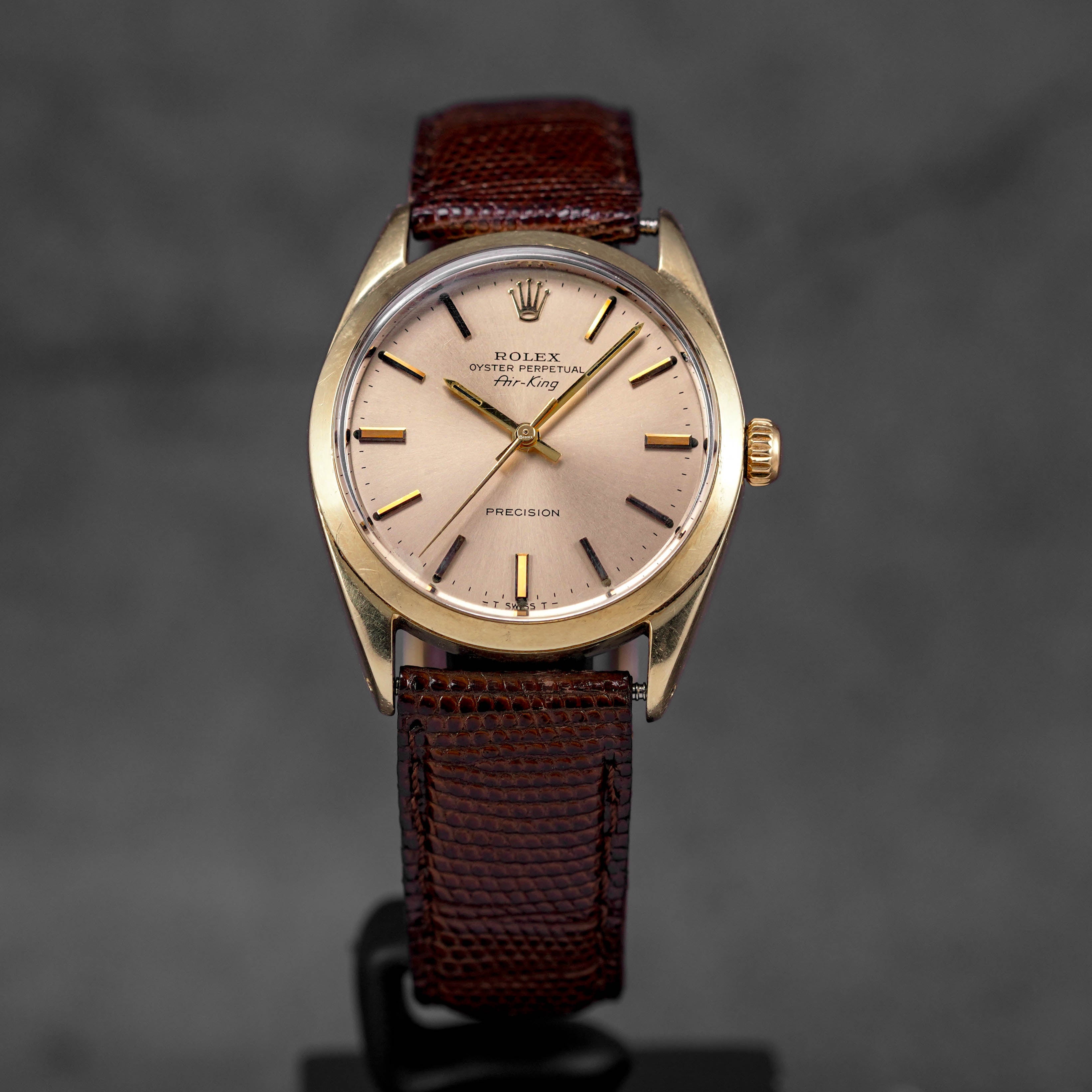 AIR KING 34MM 5520 STEEL GOLD-PLATED WITH AFTERMARKET LEATHER STRAP (WATCH ONLY)