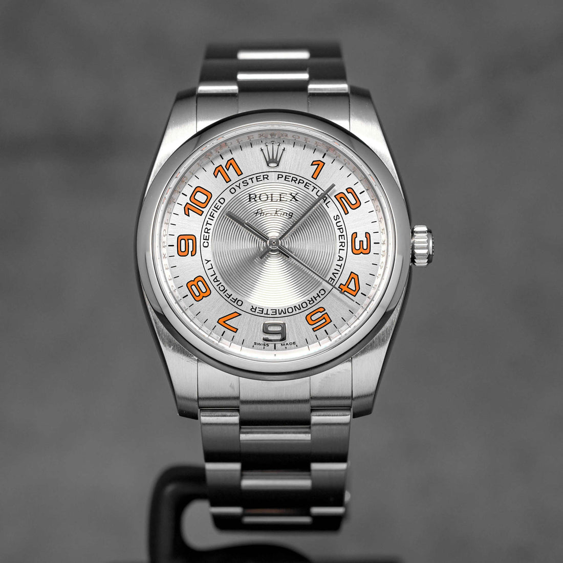 ROLEX AIR KING 34MM 114200 SILVER CONCENTRIC ARABIC DIAL (WATCH ONLY ...