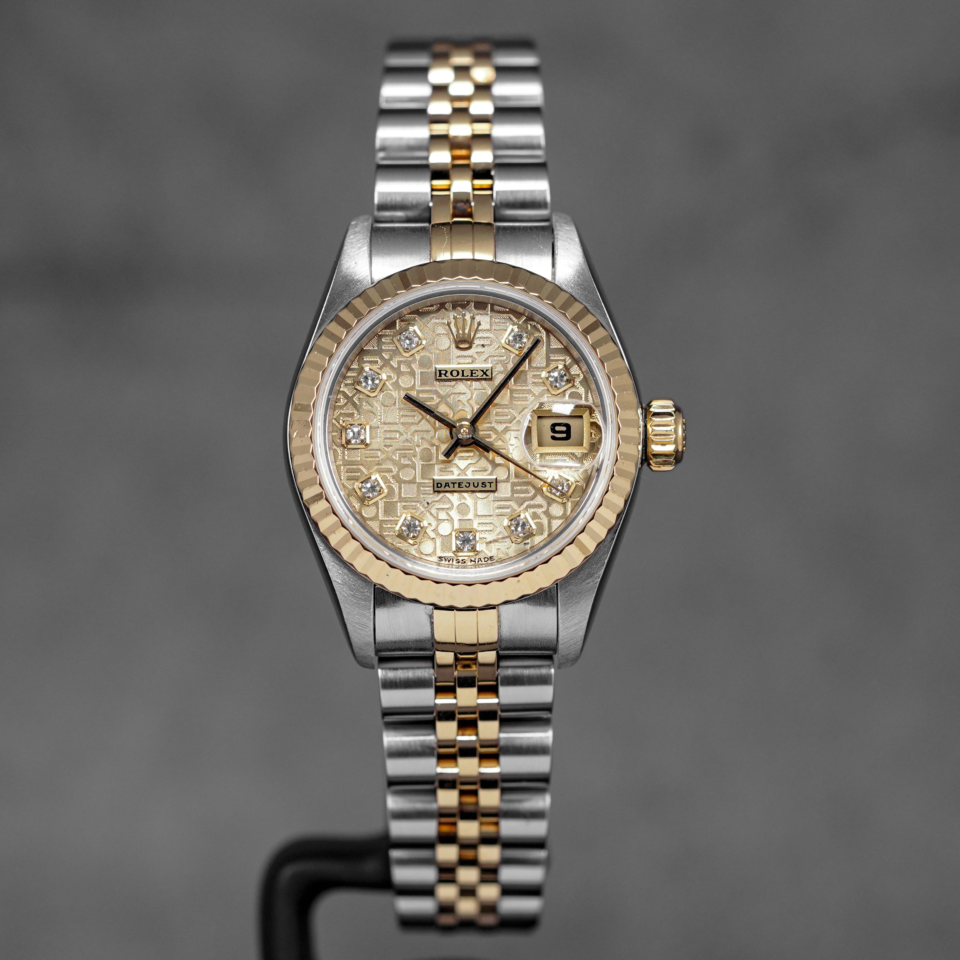 DATEJUST 26MM TWOTONE YELLOWGOLD COMPUTERIZED CHAMPAGNE DIAMOND DIAL (2001)