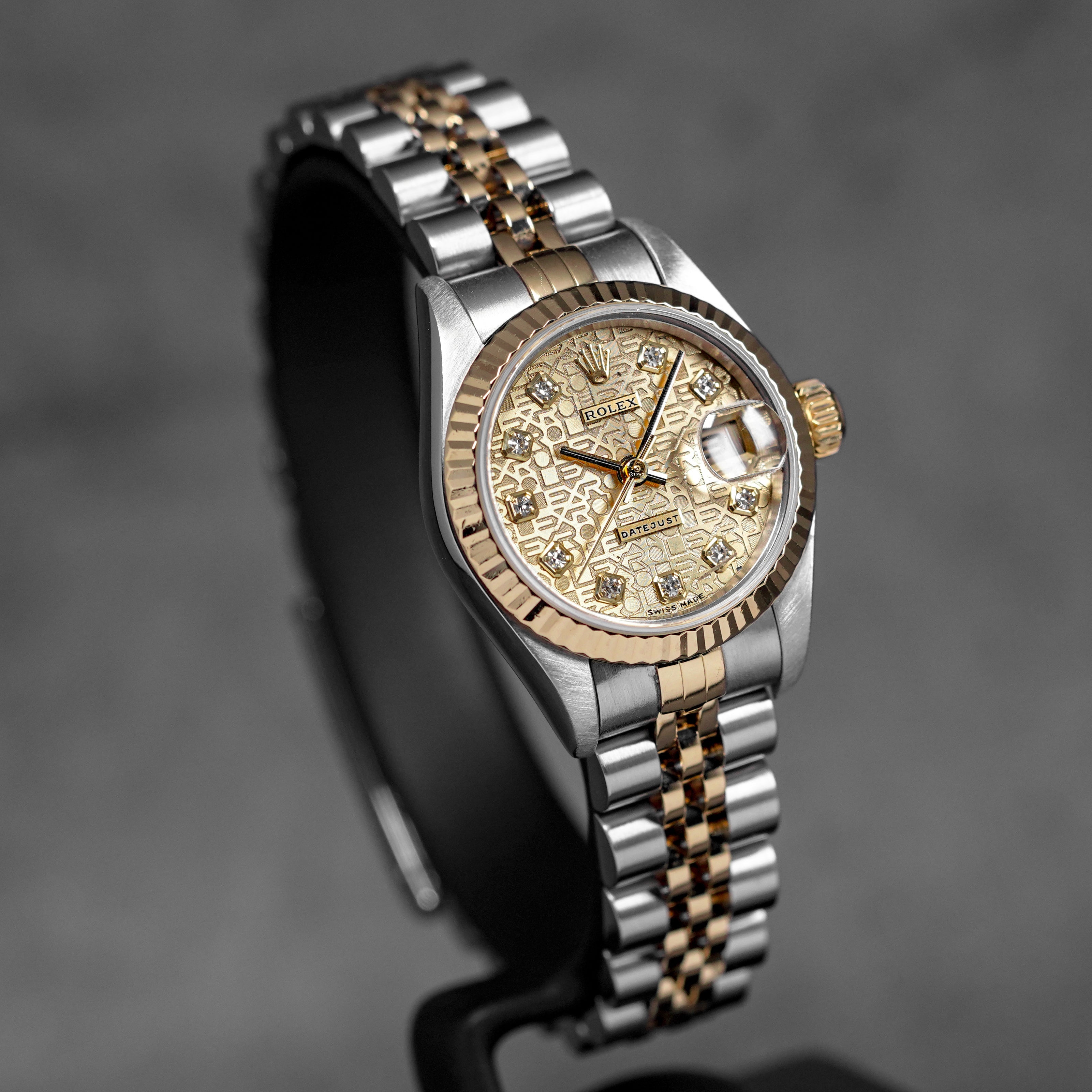 DATEJUST 26MM TWOTONE YELLOWGOLD COMPUTERIZED CHAMPAGNE DIAMOND DIAL (2001)