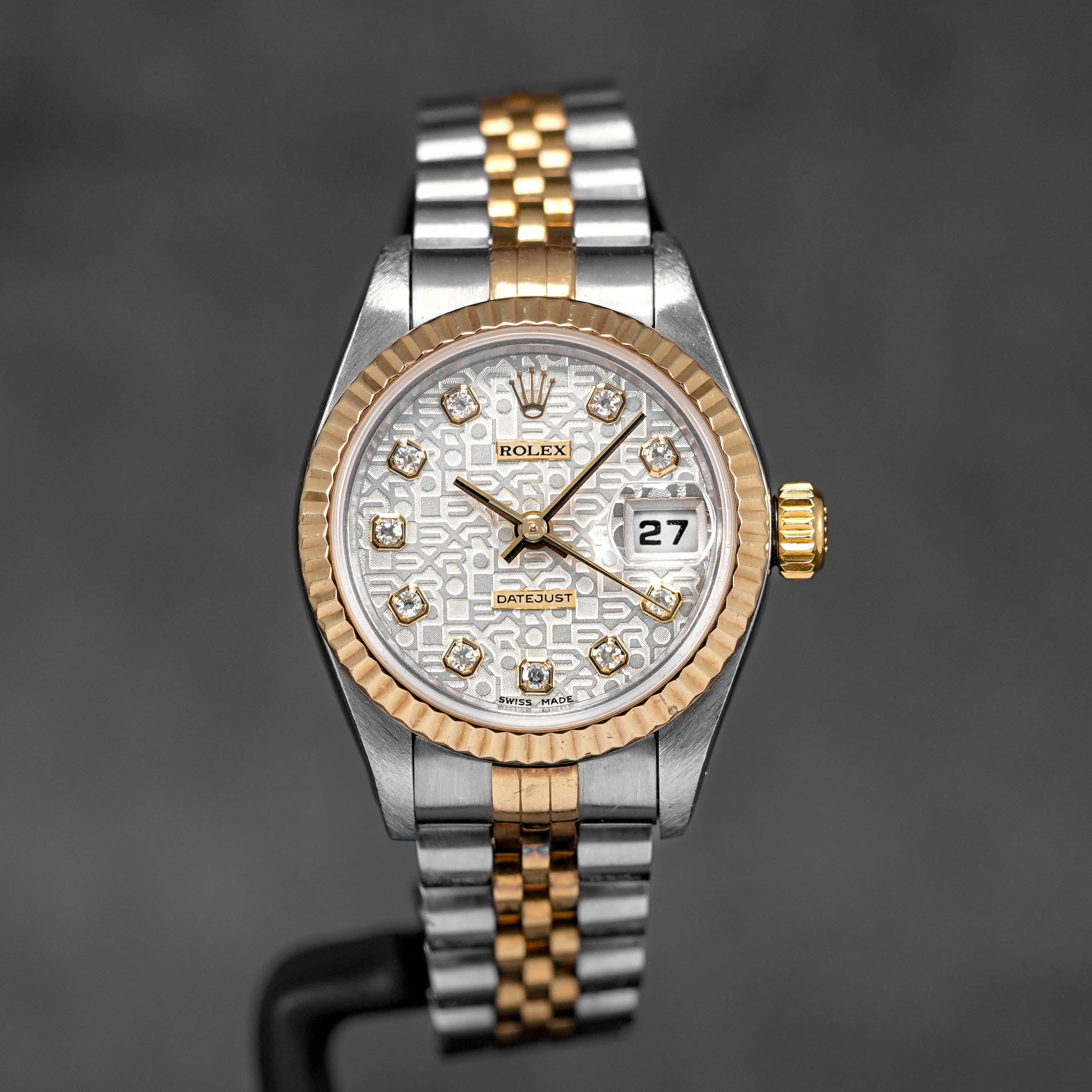 DATEJUST 26MM TWOTONE YELLOWGOLD SILVER COMPUTERIZED DIAMOND DIAL (1999)