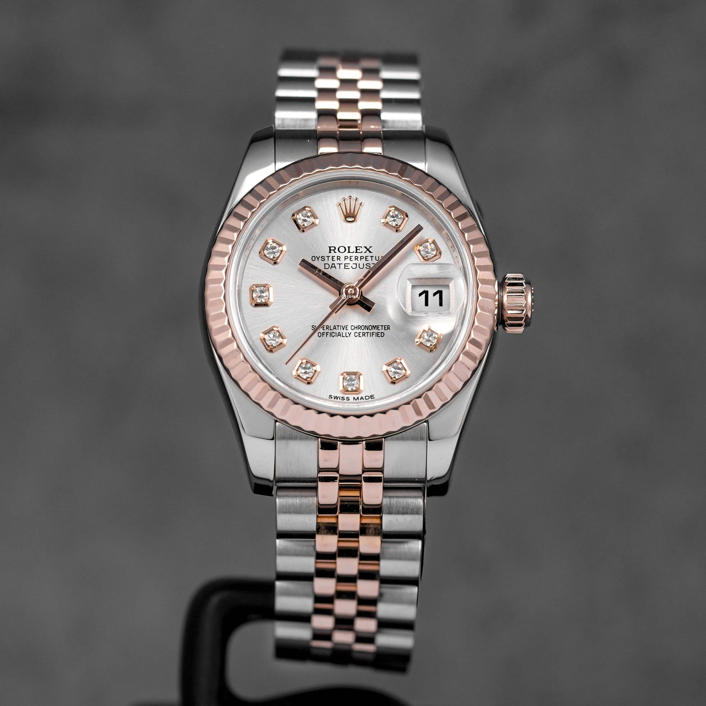 DATEJUST 26MM TWOTONE ROSEGOLD SILVER DIAMOND DIAL (2015)