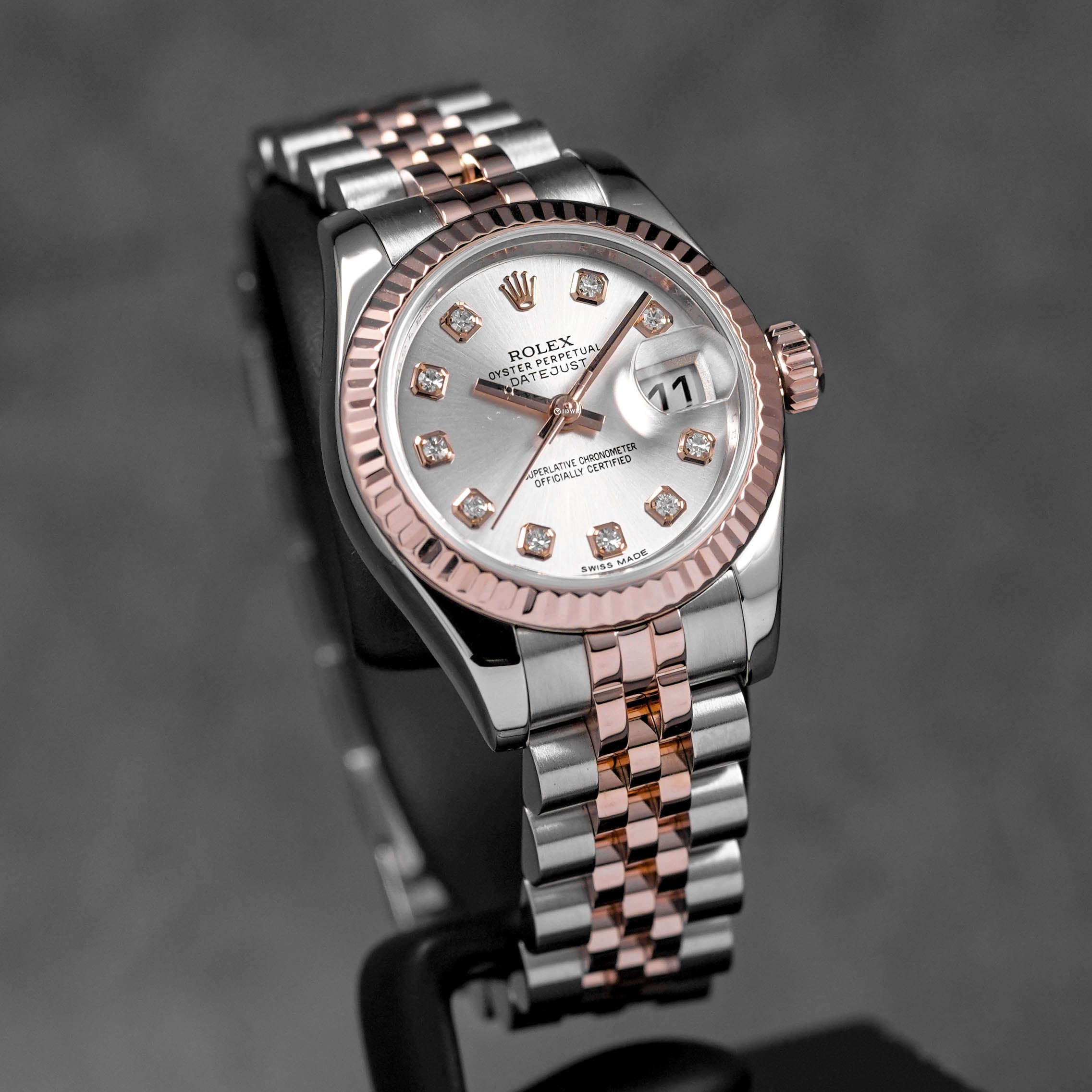 DATEJUST 26MM TWOTONE ROSEGOLD SILVER DIAMOND DIAL (2015)