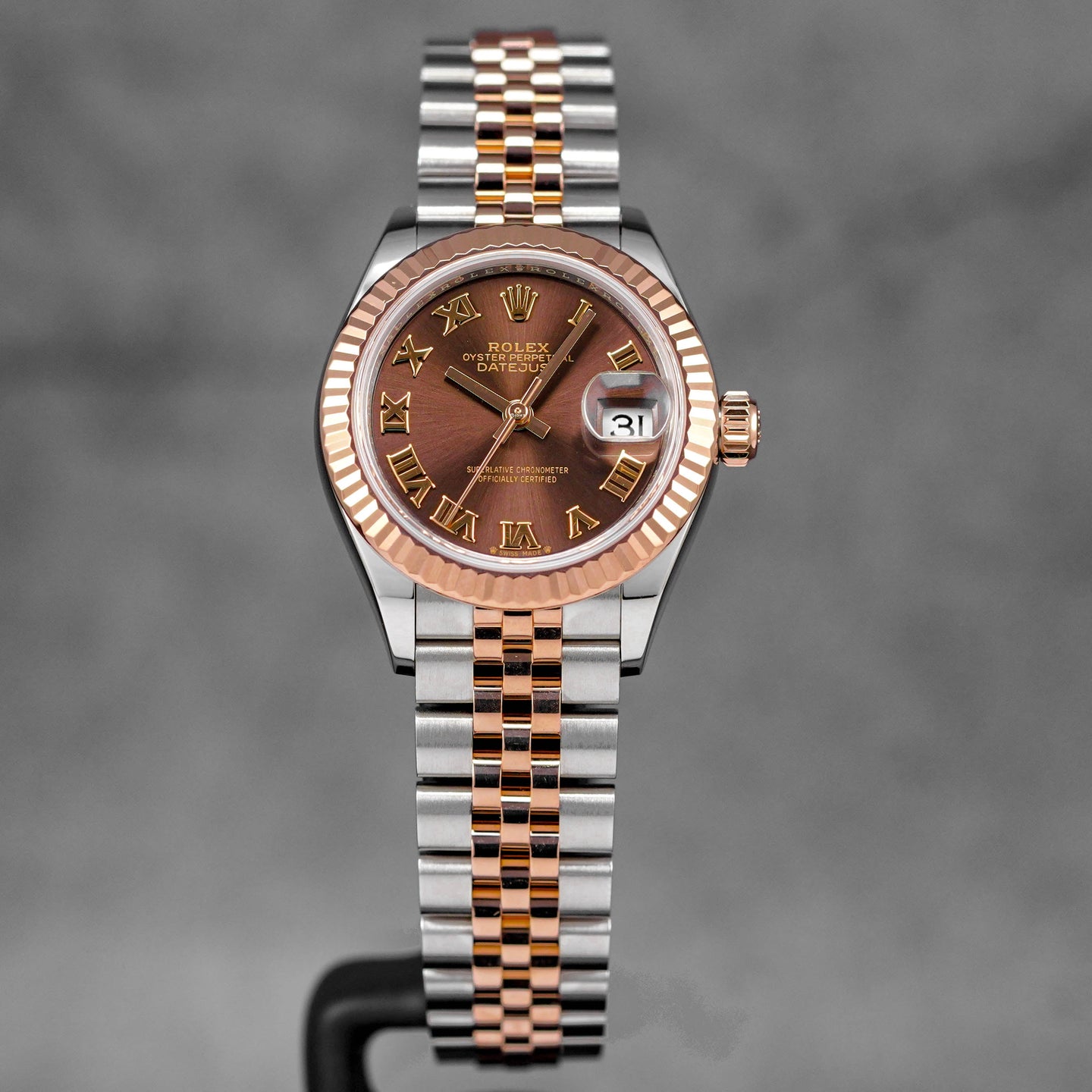 DATEJUST 28MM TWOTONE ROSEGOLD CHOCO ROMAN DIAL (2023)