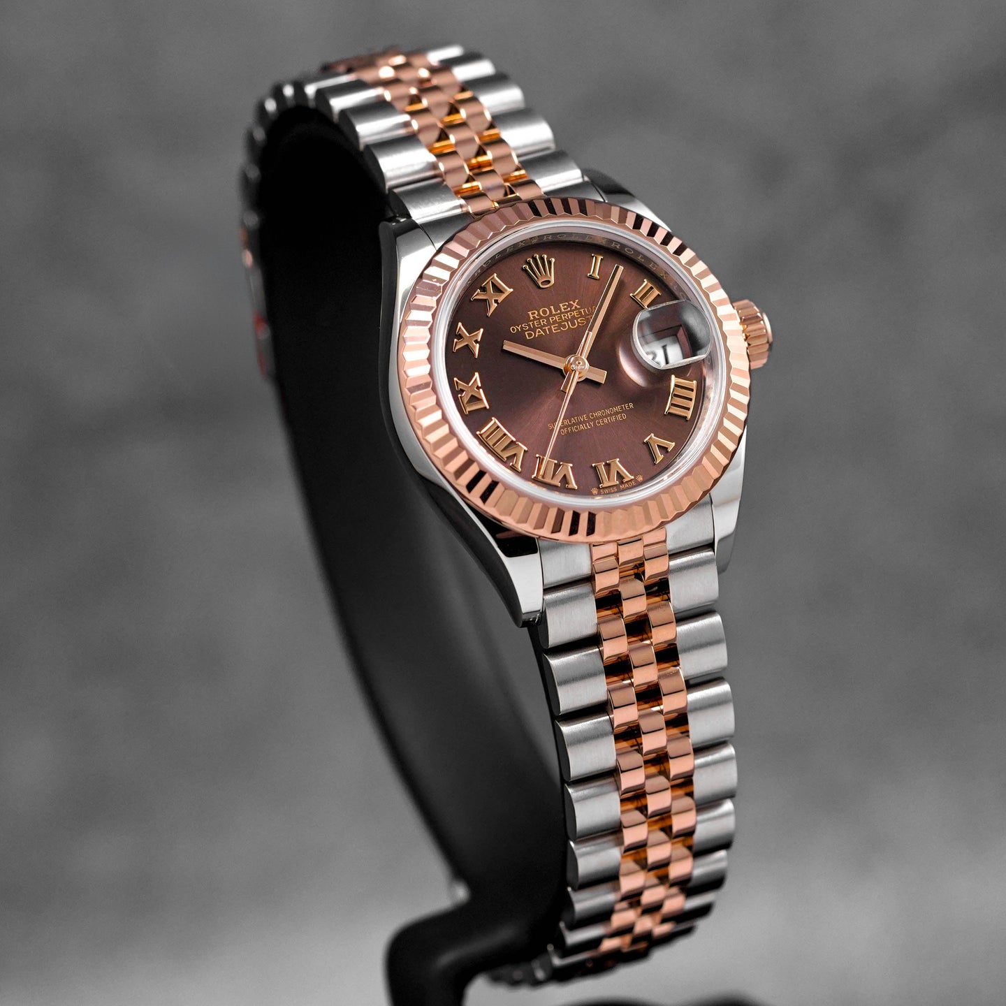 DATEJUST 28MM TWOTONE ROSEGOLD CHOCO ROMAN DIAL (2023)