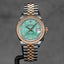 DATEJUST 28MM TWOTONE YELLOWGOLD GREEN STRIPE DIAMOND DIAL (2019)
