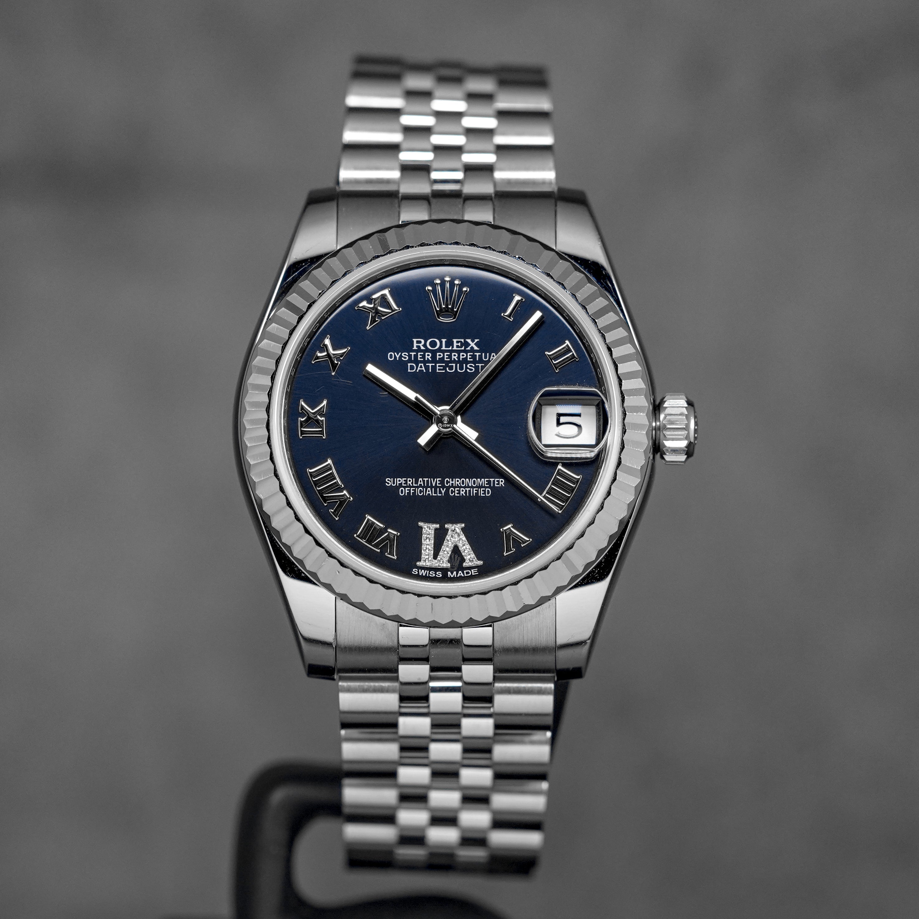 DATEJUST 31MM BLUE ROMAN DIAL DIAMOND ON VI (2013)