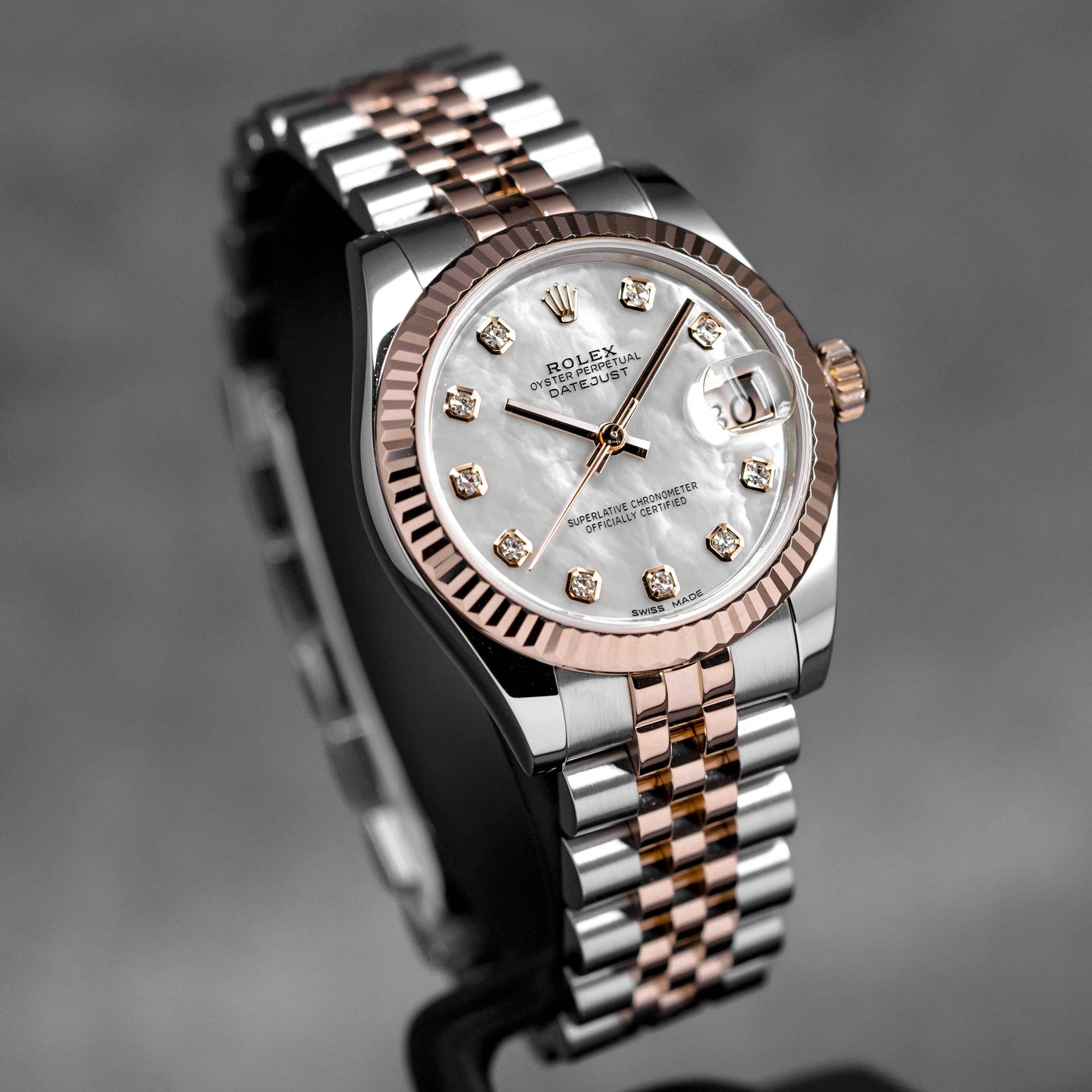 DATEJUST 31MM TWOTONE ROSEGOLD MOP DIAMOND DIAL (2018)