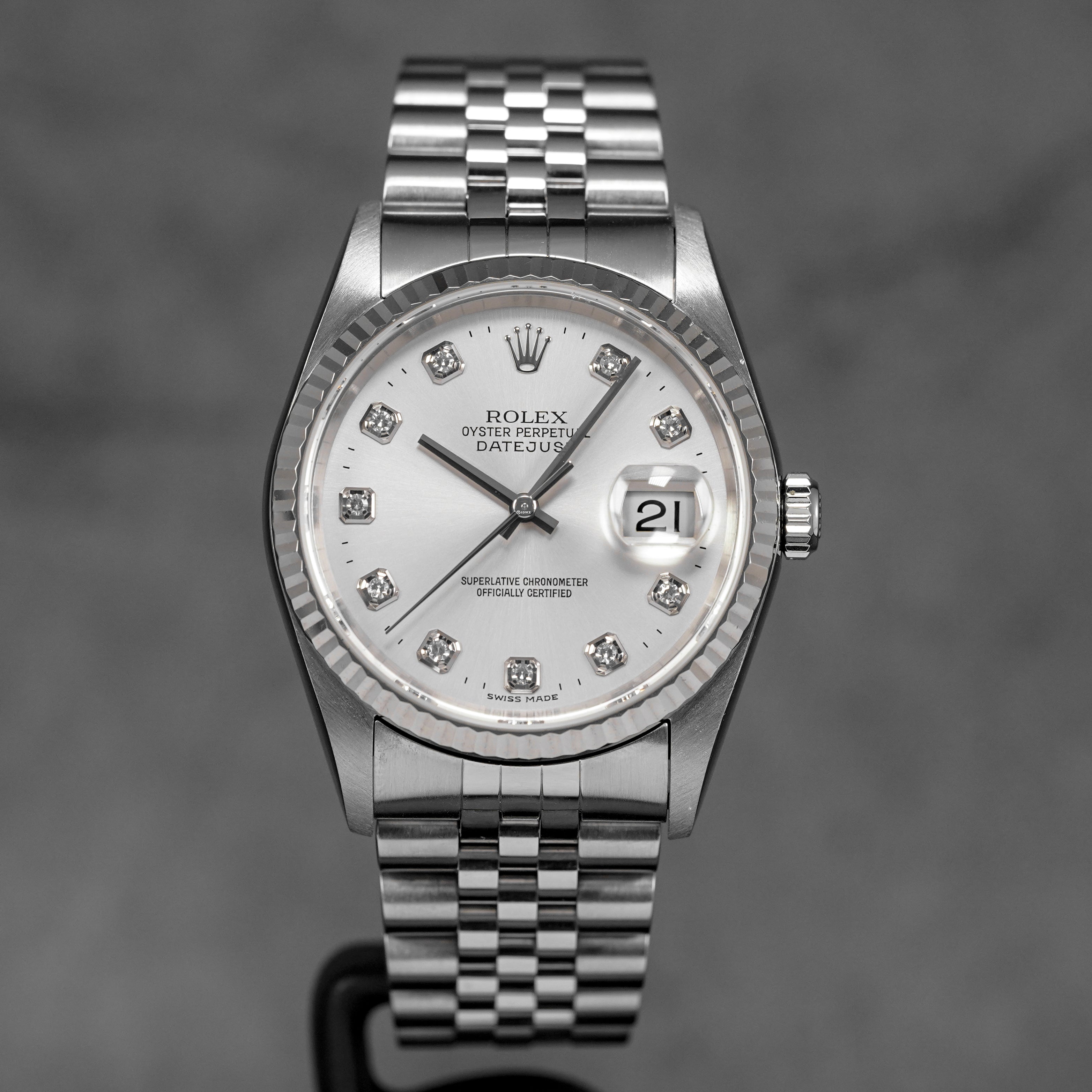 DATEJUST 36MM 16234 SILVER DIAMOND DIAL (WATCH ONLY)