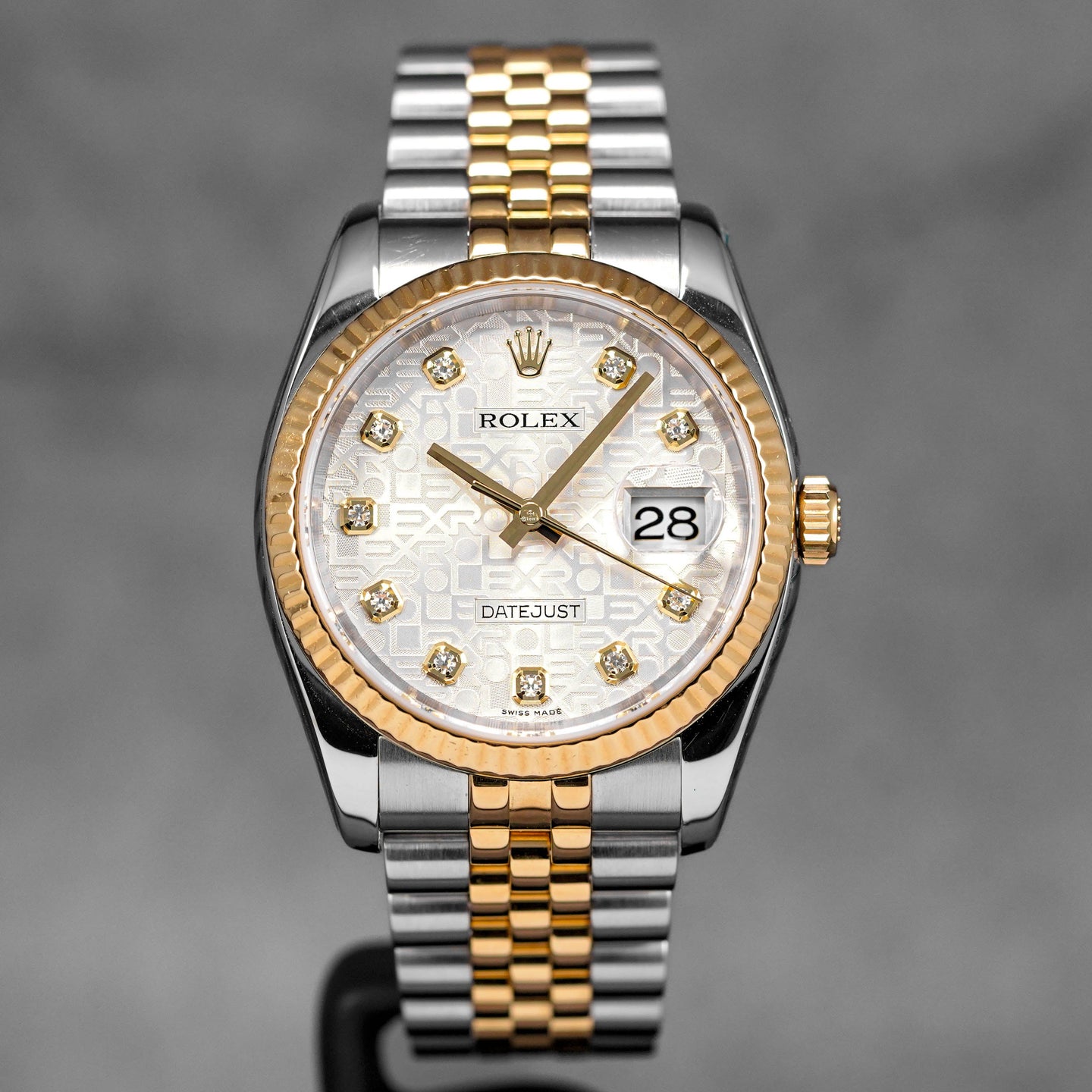 DATEJUST 36MM TWOTONE YELLOWGOLD SILVER COMPUTERIZED DIAMOND DIAL (2006)