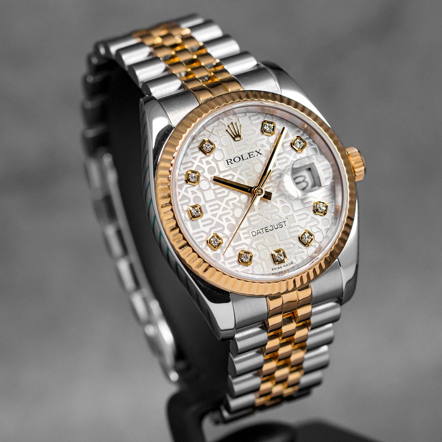 DATEJUST 36MM TWOTONE YELLOWGOLD SILVER COMPUTERIZED DIAMOND DIAL (2006)