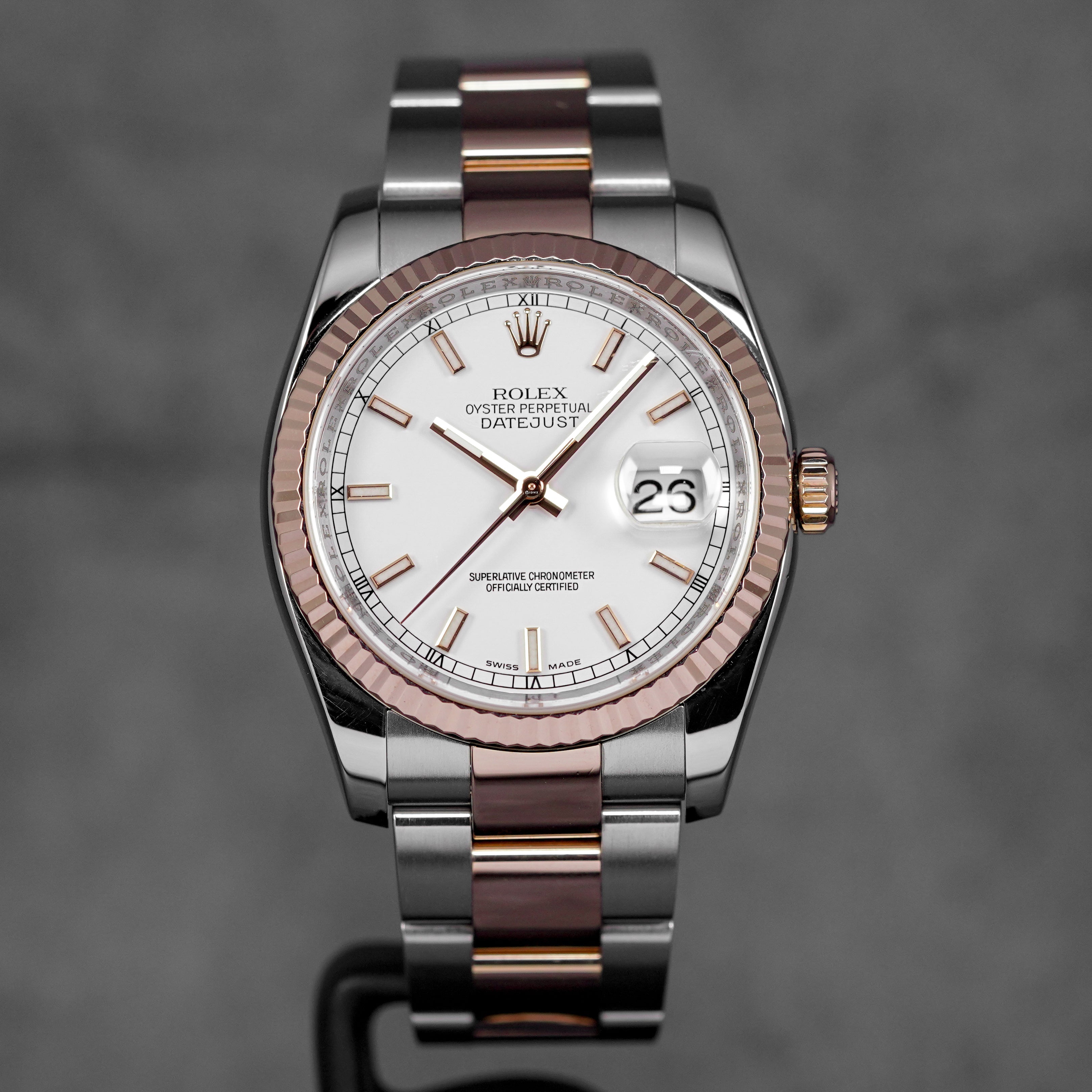 DATEJUST 36MM TWOTONE ROSEGOLD WHITE DIAL (2007)