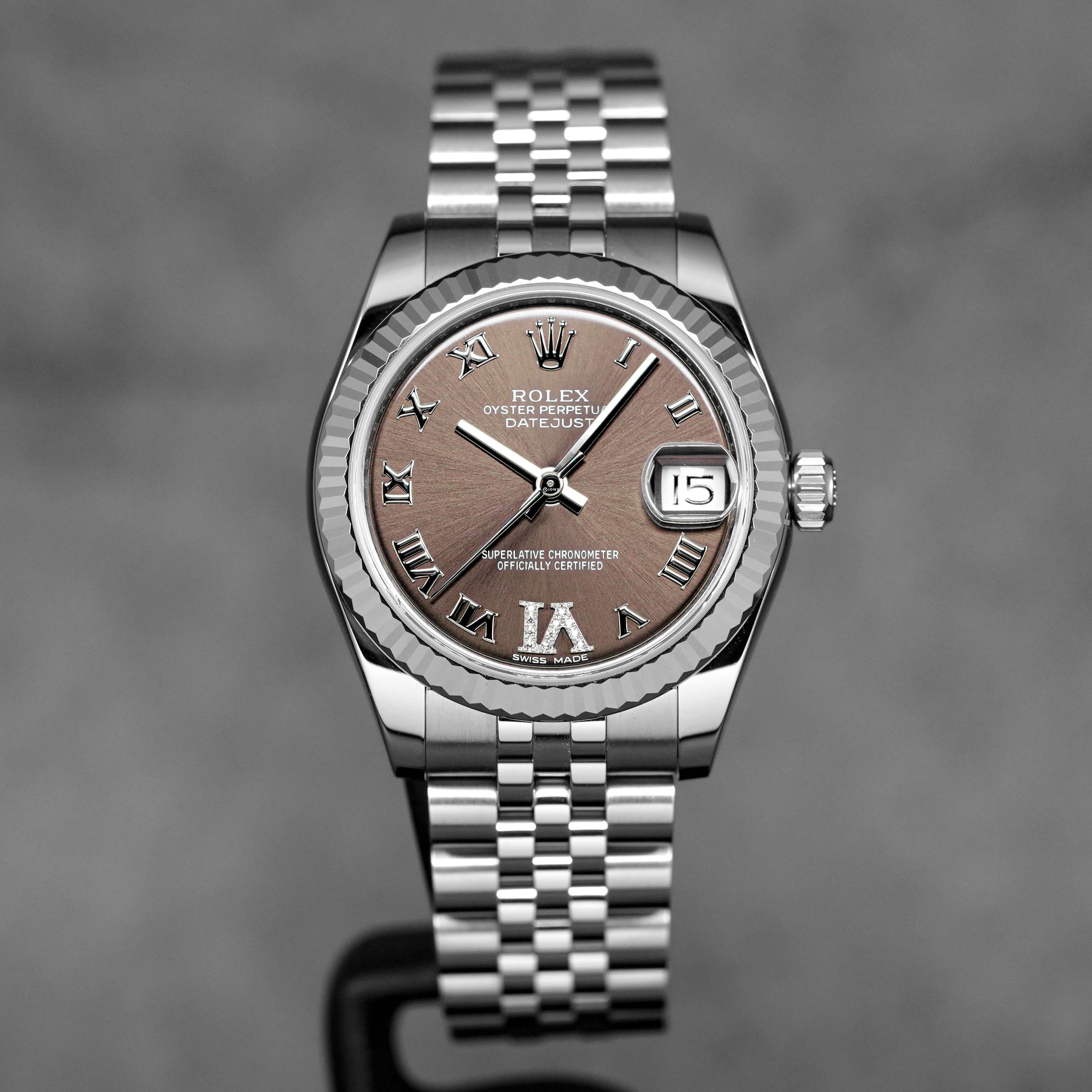 DATEJUST 31MM RHODIUM ROMAN DIAL DIAMOND ON VI (2019)