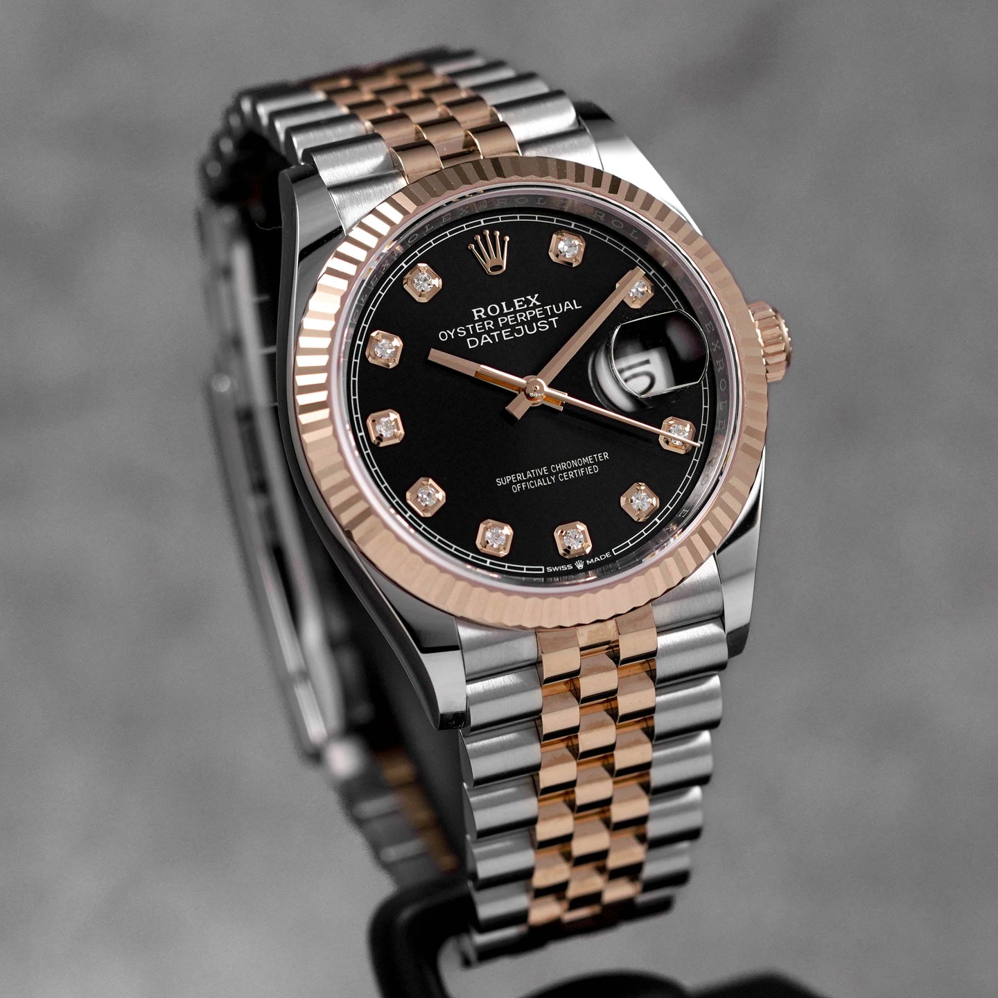 DATEJUST 36MM TWOTONE ROSEGOLD BLACK DIAMOND DIAL (2024)