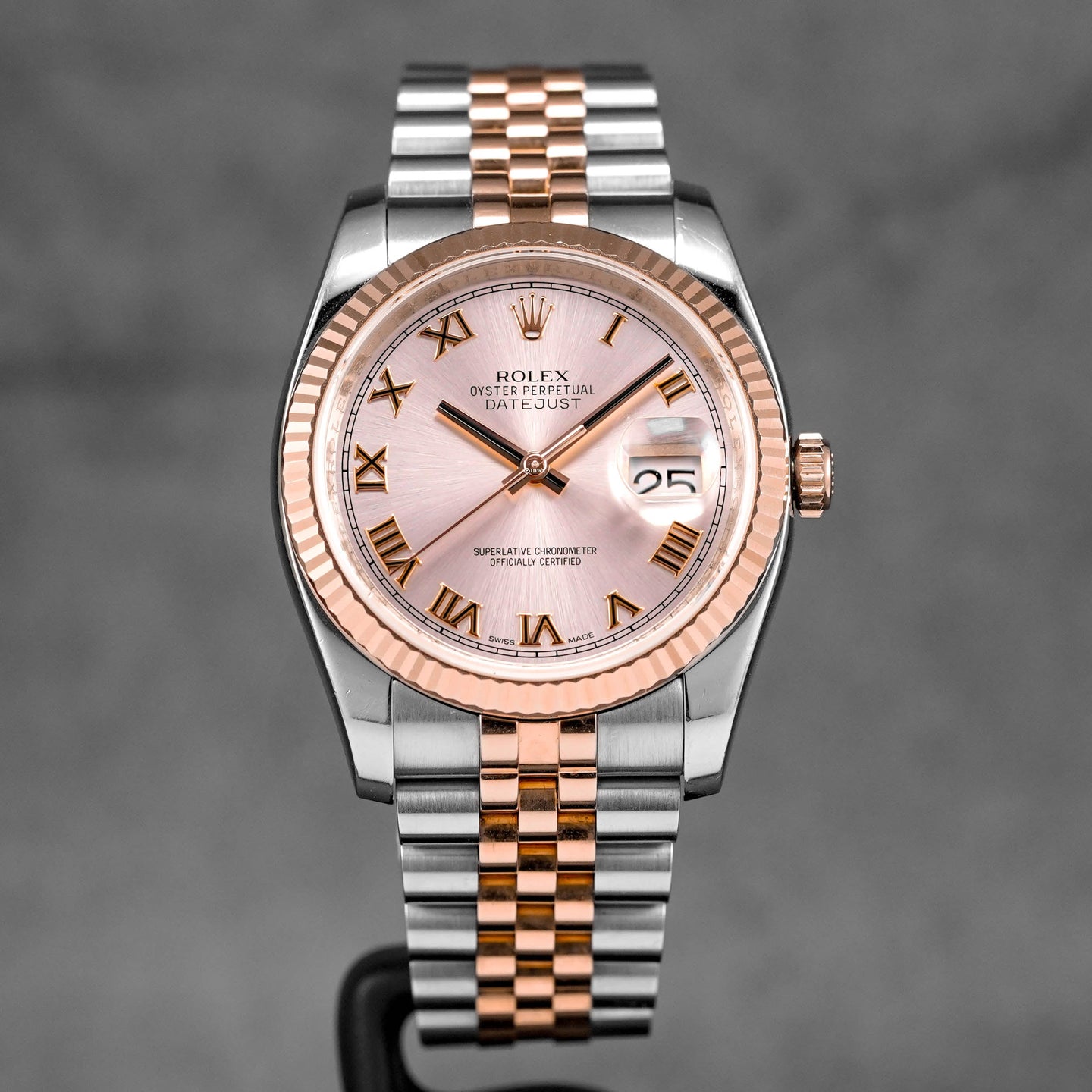 DATEJUST 36MM TWOTONE ROSEGOLD PINK ROMAN DIAL (2013)