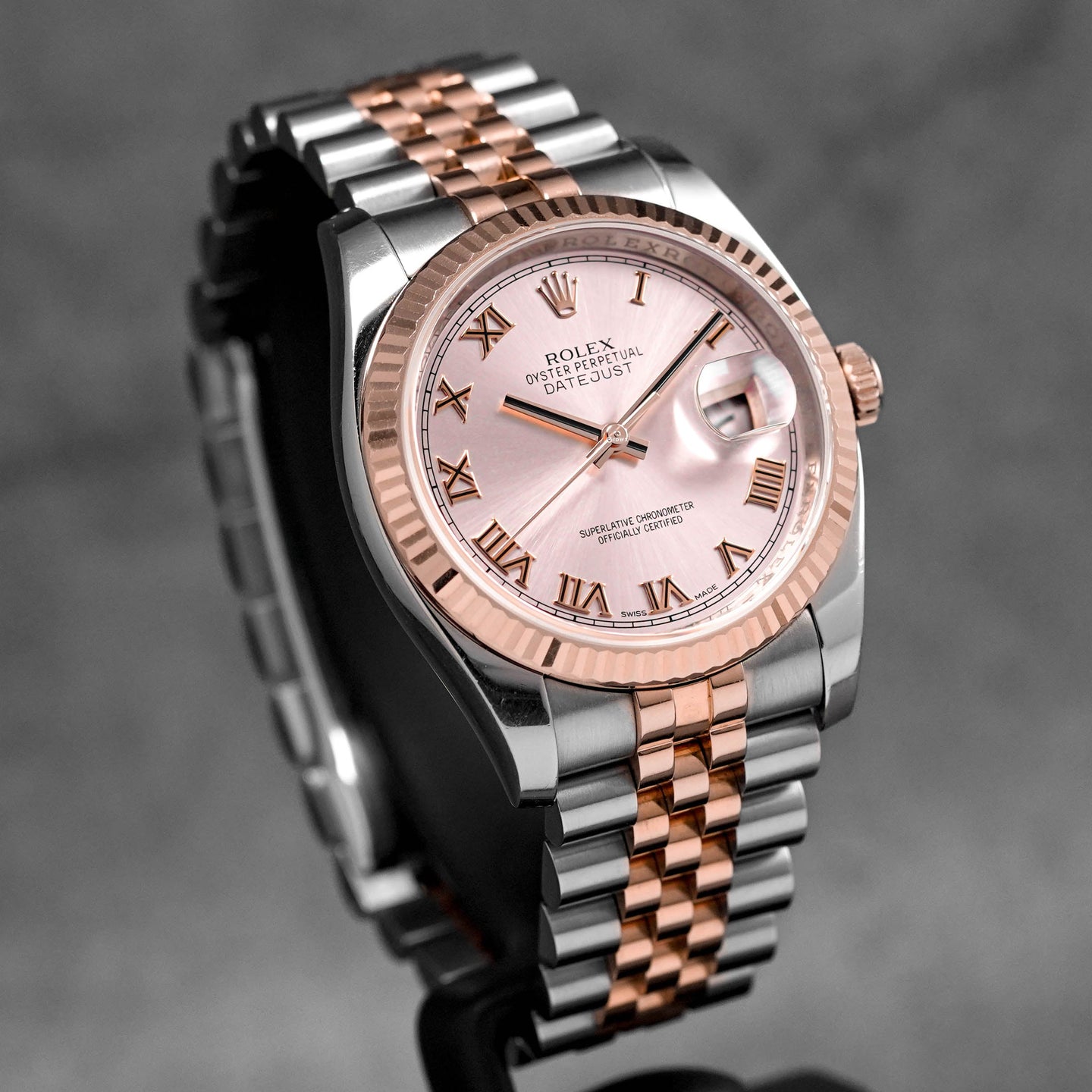 DATEJUST 36MM TWOTONE ROSEGOLD PINK ROMAN DIAL (2013)