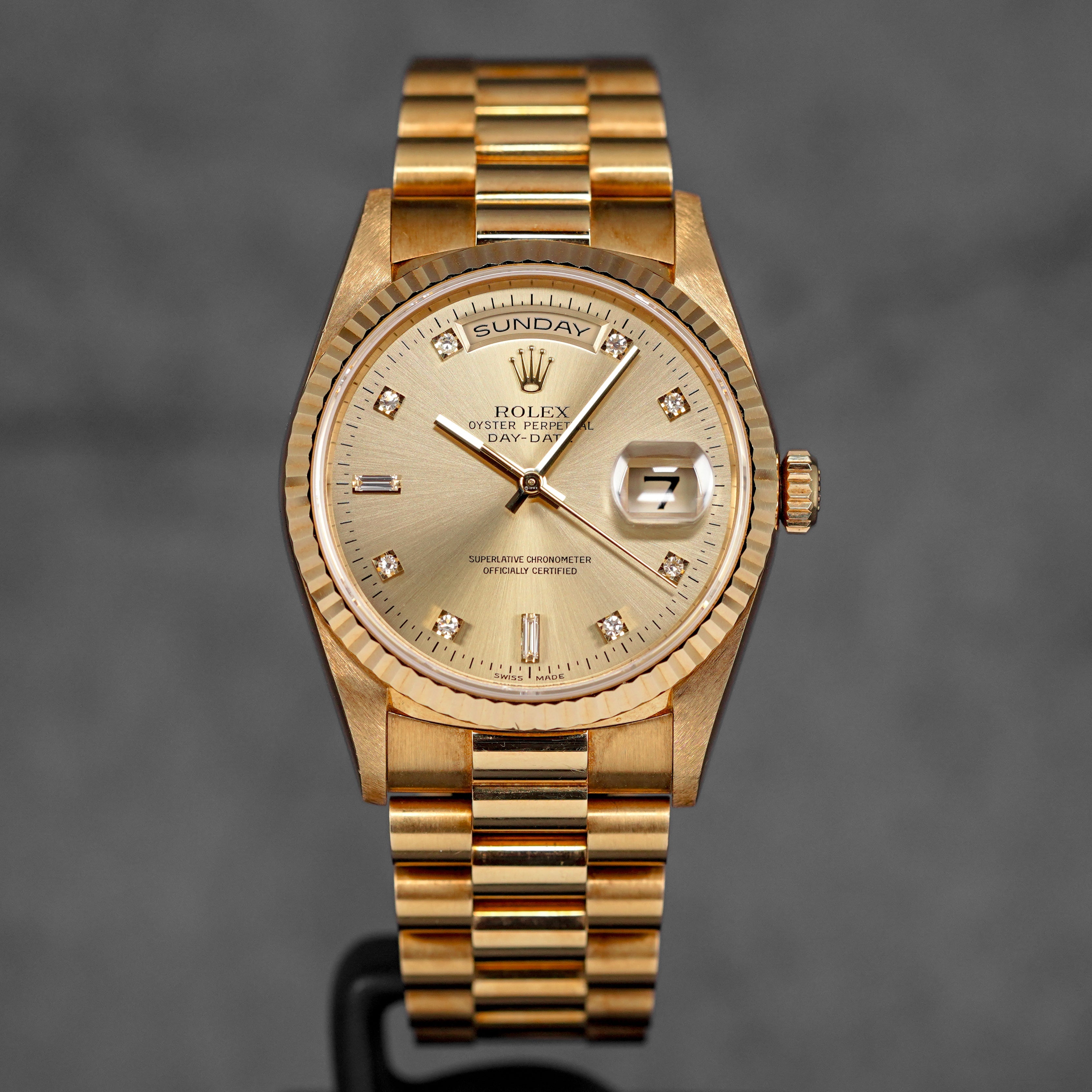 DAYDATE 36MM 18238 YELLOWGOLD CHAMPAGNE DIAMOND DIAL (1998)