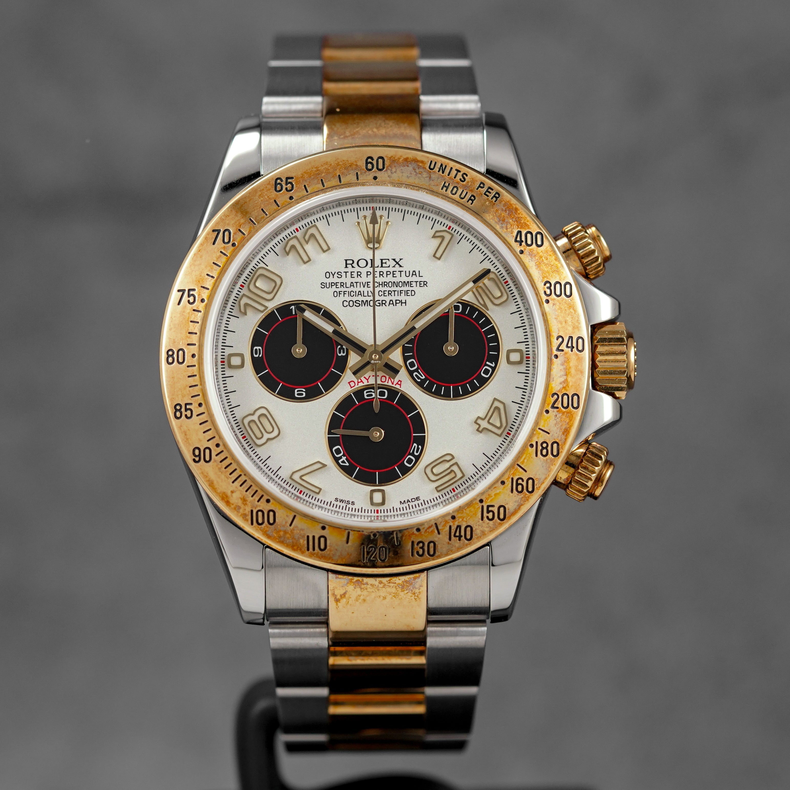 DAYTONA TWOTONE YELLOWGOLD RACING PANDA DIAL (WATCH & BOX)