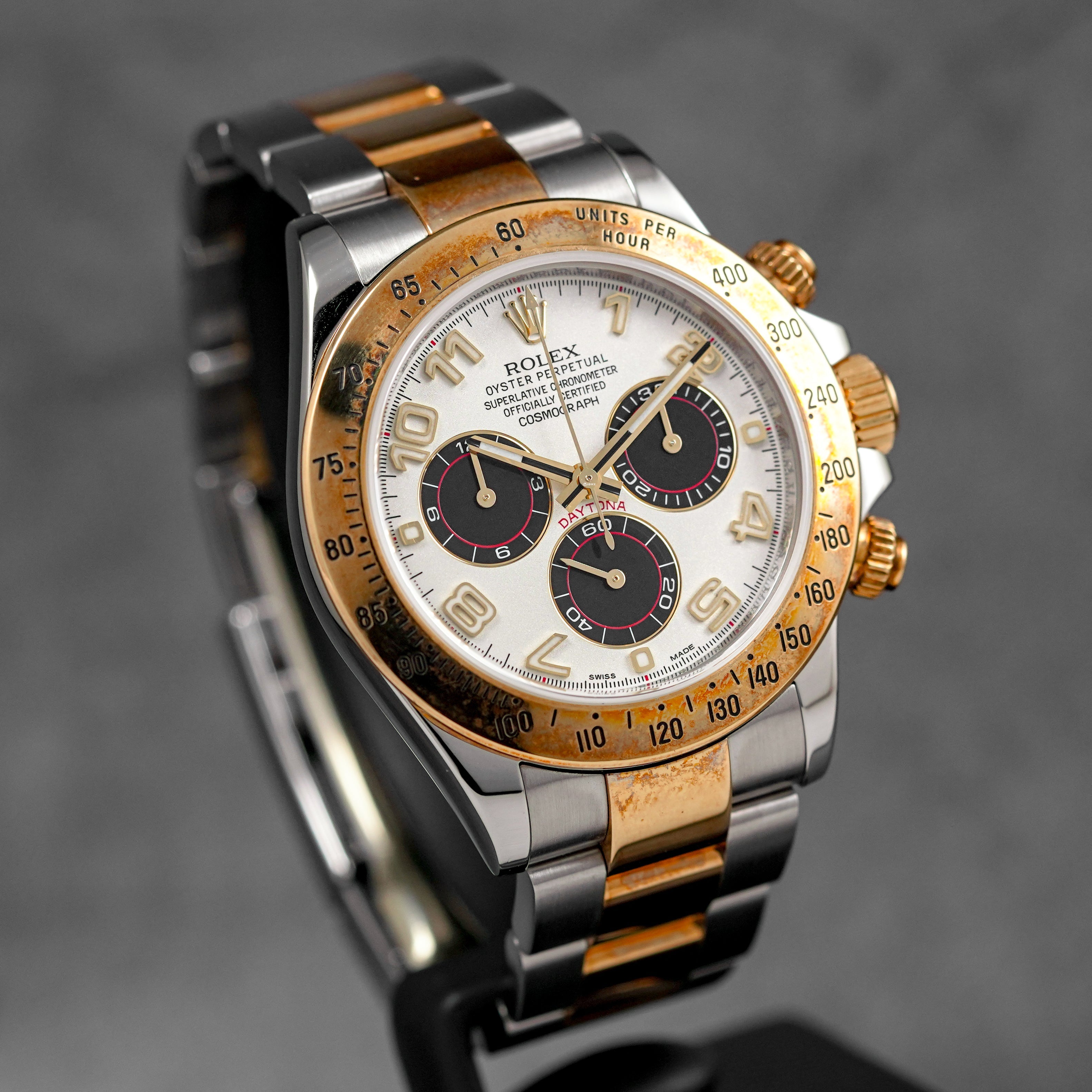 DAYTONA TWOTONE YELLOWGOLD RACING PANDA DIAL (WATCH & BOX)