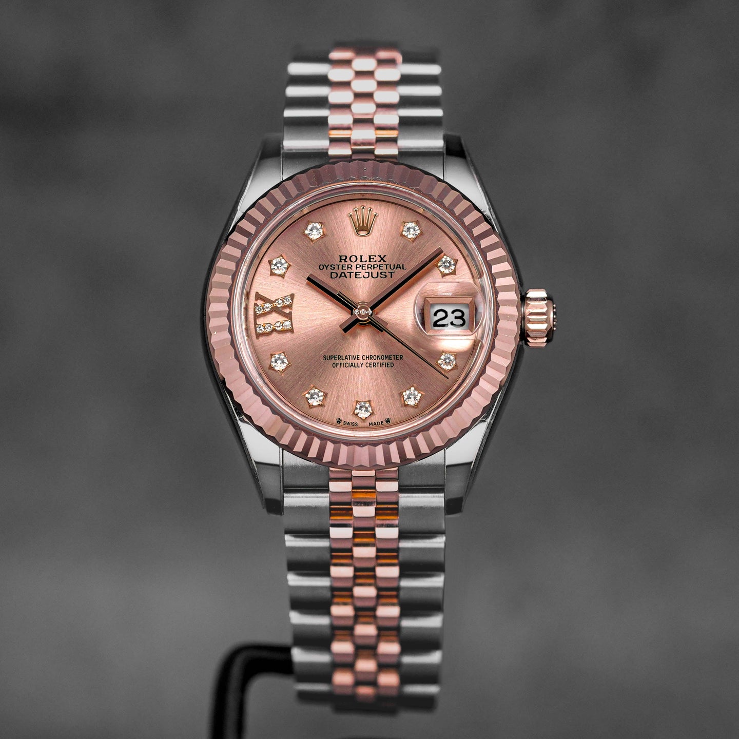 DATEJUST 28MM TWOTONE ROSEGOLD SALMON STAR DIAMOND DIAL ROMAN ON IX (2024)