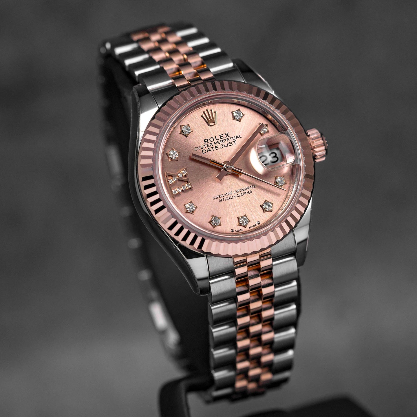 DATEJUST 28MM TWOTONE ROSEGOLD SALMON STAR DIAMOND DIAL ROMAN ON IX (2024)