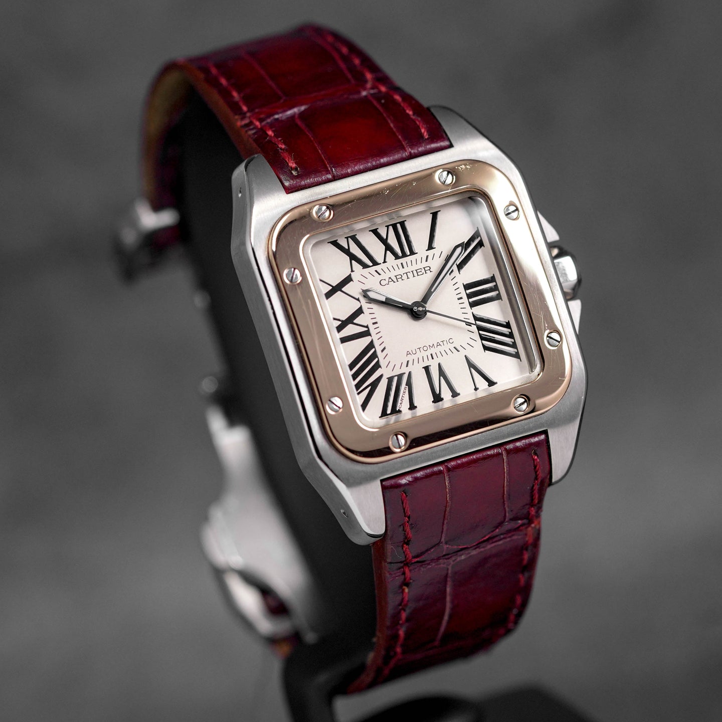 SANTOS 100 TWOTONE ROSEGOLD M SILVER DIAL (2015)