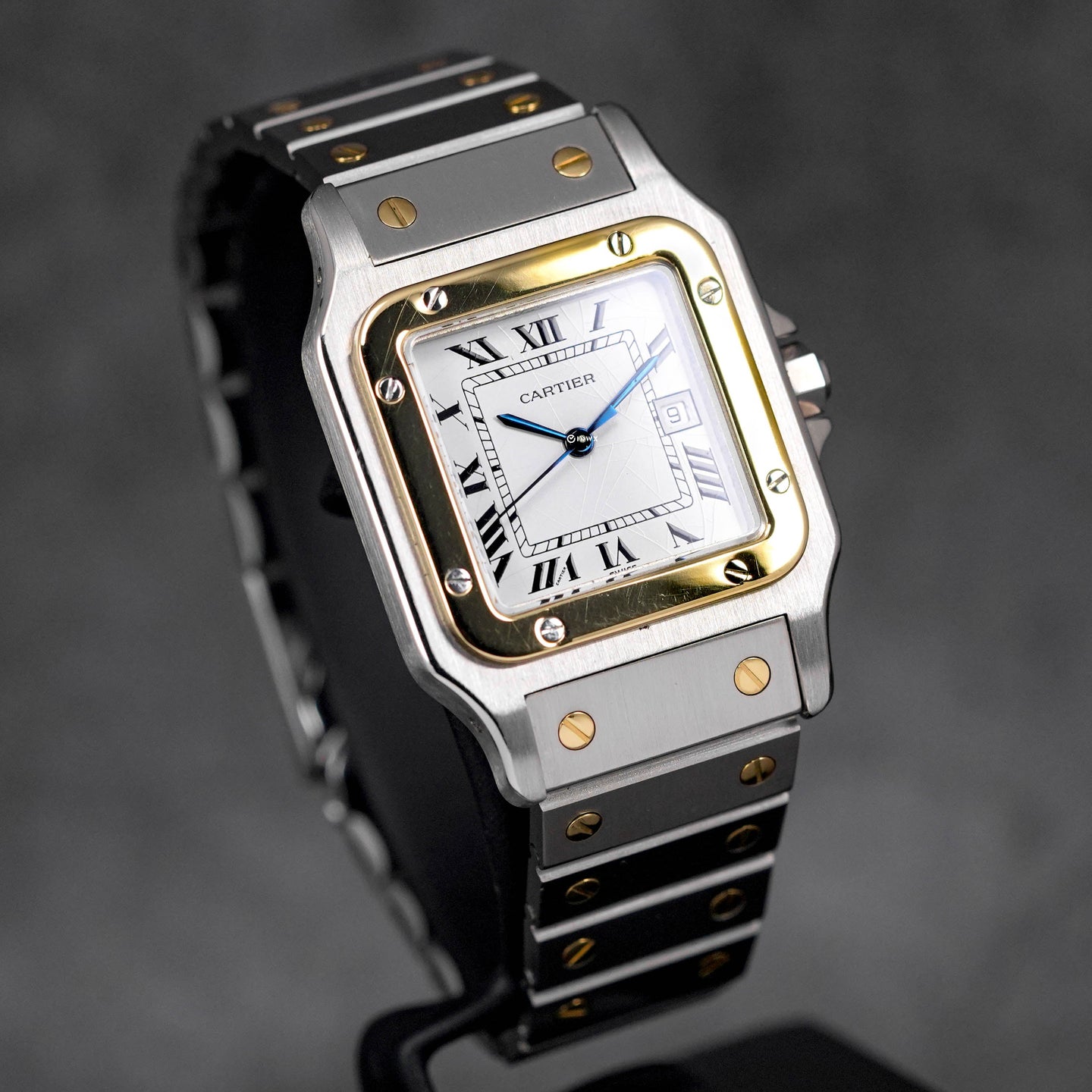 SANTOS AC 23.80 TWOTONE YELLOWGOLD CRACKED WHITE DIAL (WATCH ONLY)