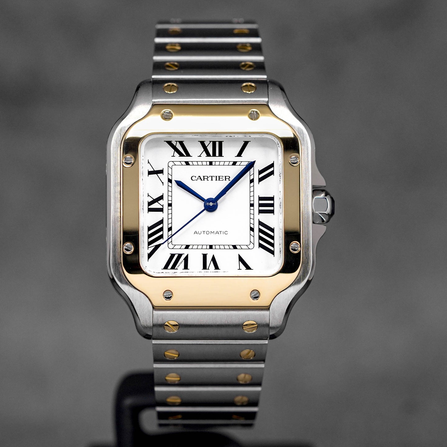 SANTOS DE CARTIER M TWOTONE YELLOWGOLD SILVER DIAL (2023)