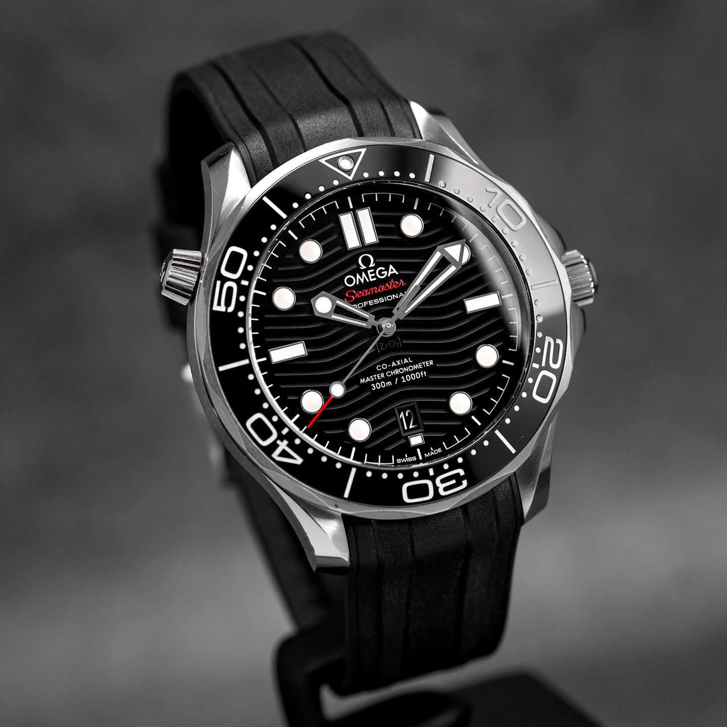 SEAMASTER DIVER 300 BLACK DIAL RUBBER STRAP (WATCH ONLY)